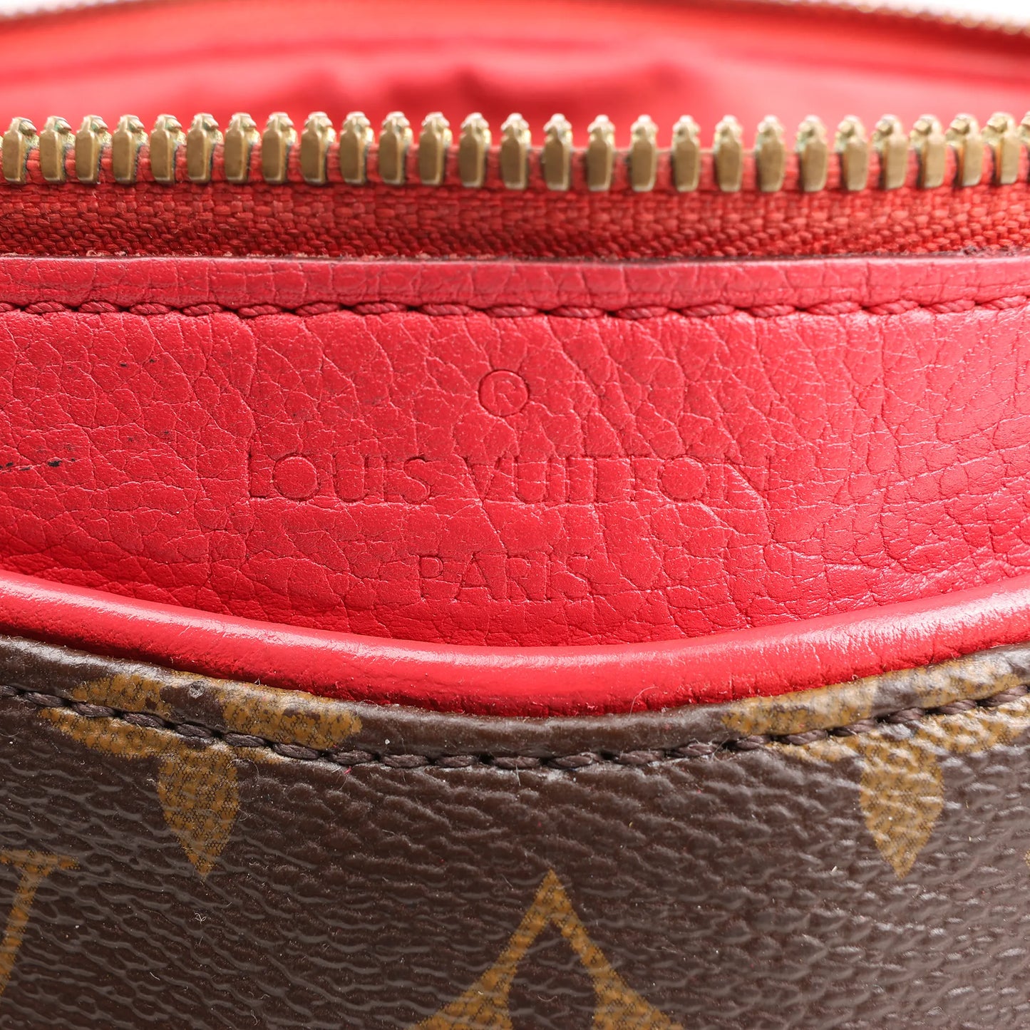 Louis Vuitton Pallas MM Monogram 2Way Handbag in Brown x Red M41175