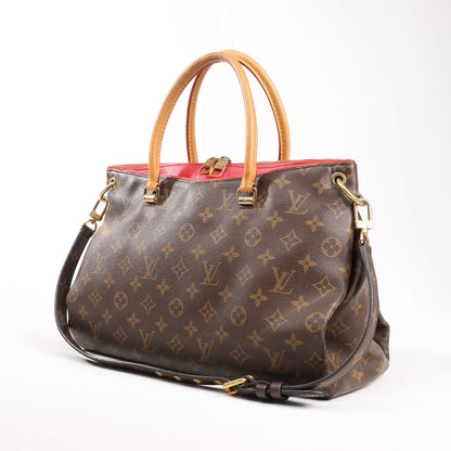 Louis Vuitton Pallas MM Monogram 2Way Handbag in Brown x Red M41175