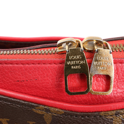 Louis Vuitton Pallas MM Monogram 2Way Handbag in Brown x Red M41175