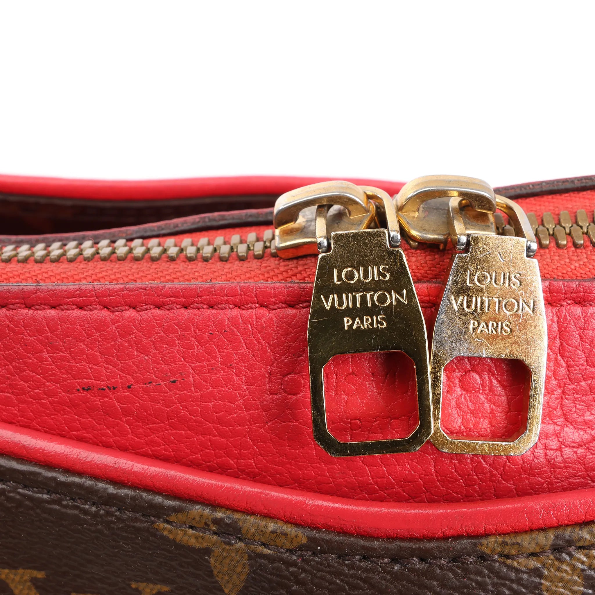 Louis Vuitton Pallas MM Monogram 2Way Handbag in Brown x Red M41175