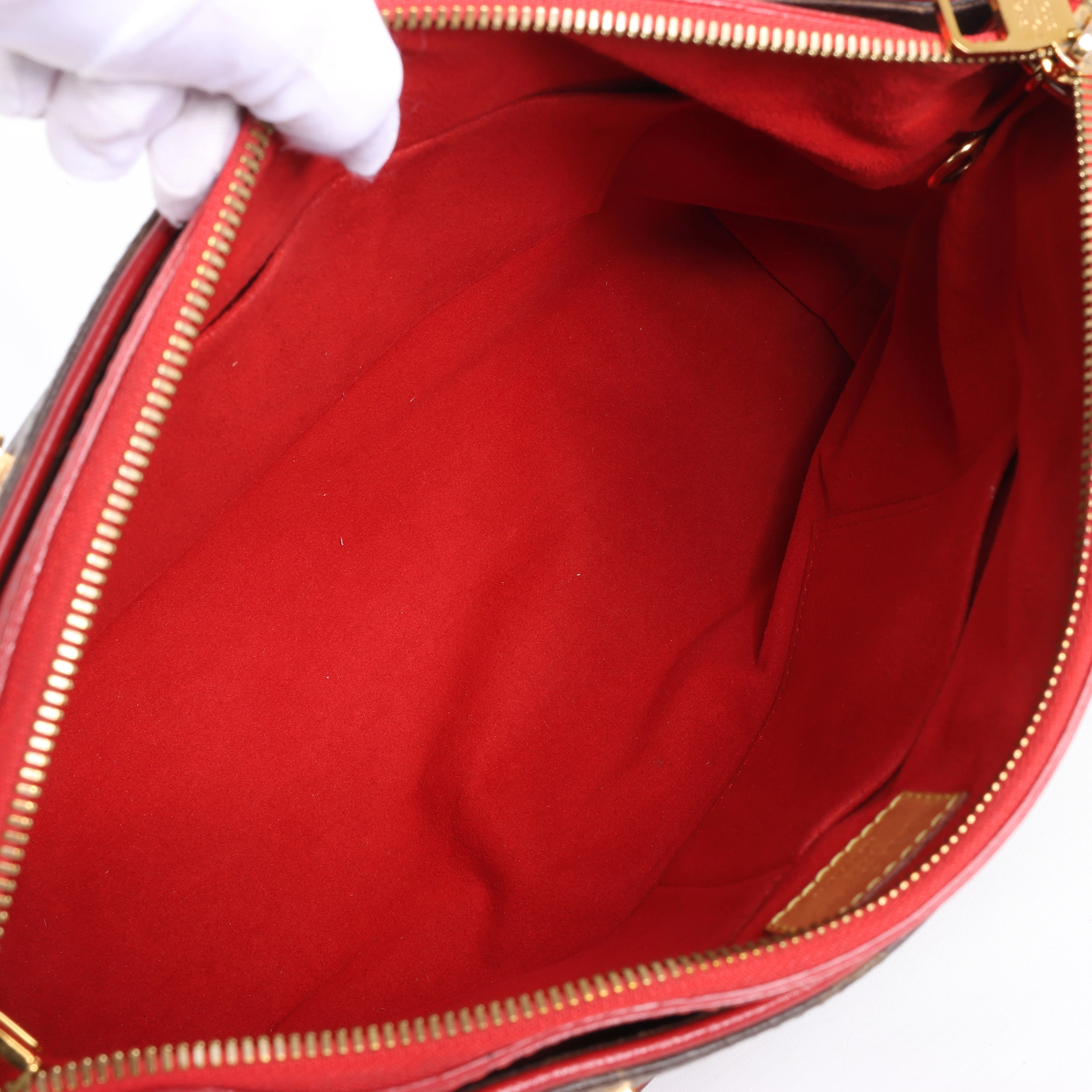 Louis Vuitton Pallas Monogram Canvas 2Way Handbag in Brown x Red M41175