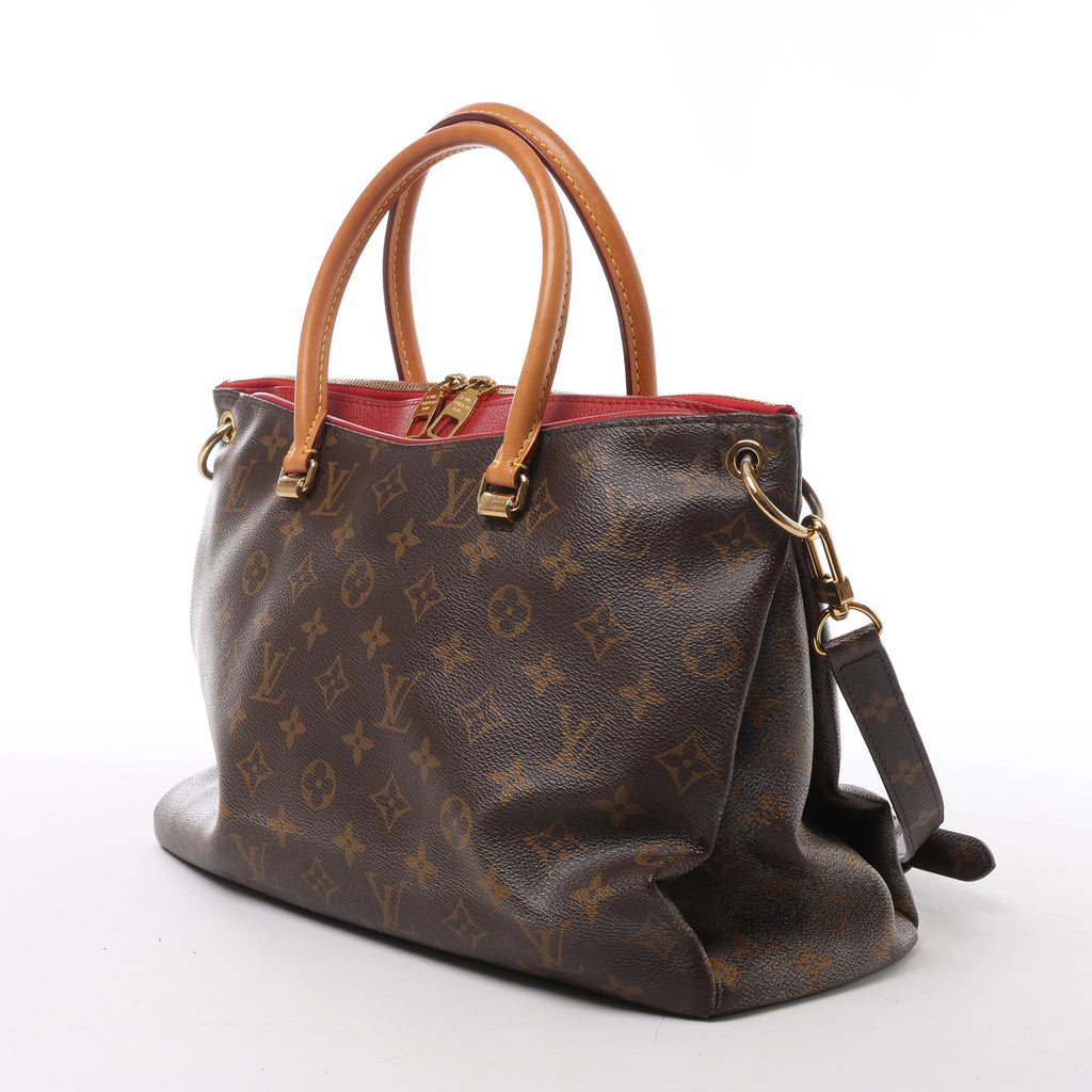Louis Vuitton Pallas Monogram Canvas 2Way Handbag in Brown x Red M41175