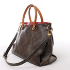 Louis Vuitton Pallas Monogram Canvas 2Way Handbag in Brown x Red M41175