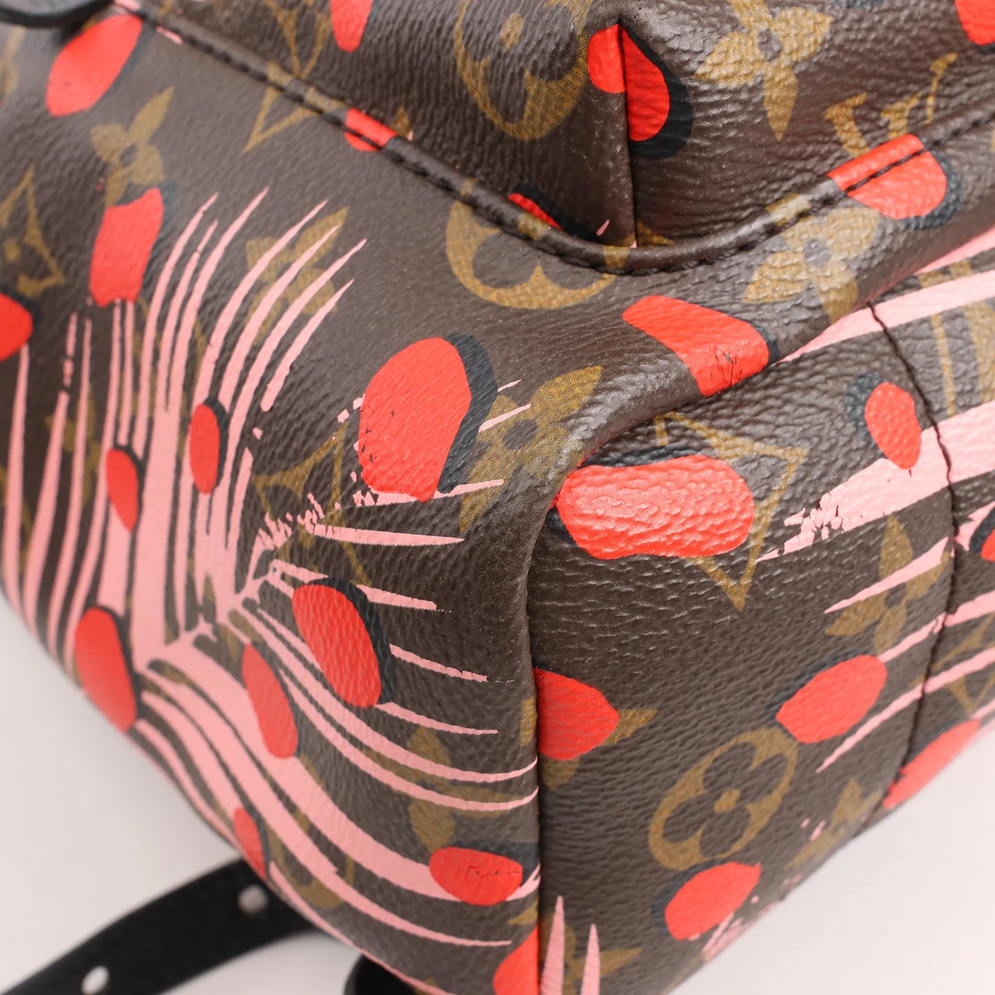 Sac à dos Louis Vuitton Palm Springs Monogram Jungle Dots PM marron et rose