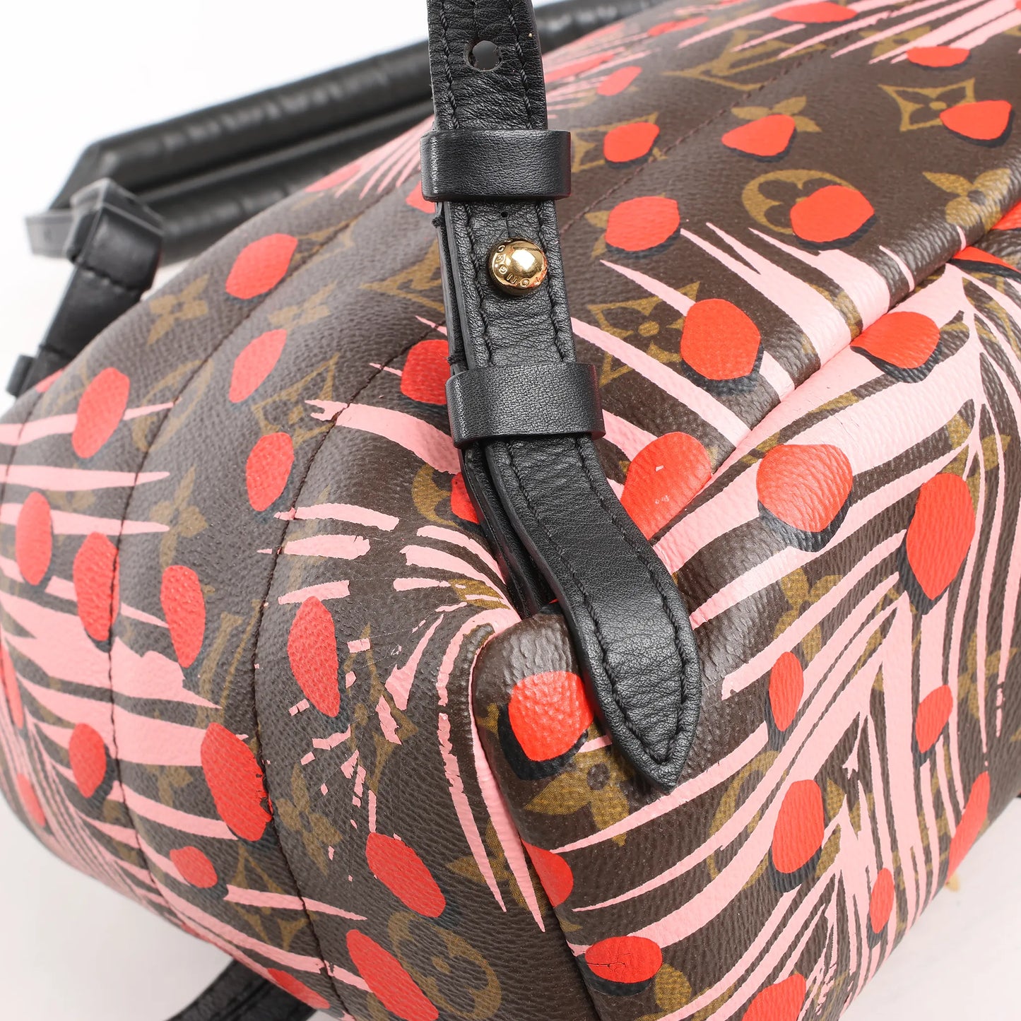 Sac à dos Louis Vuitton Palm Springs Monogram Jungle Dots PM marron et rose