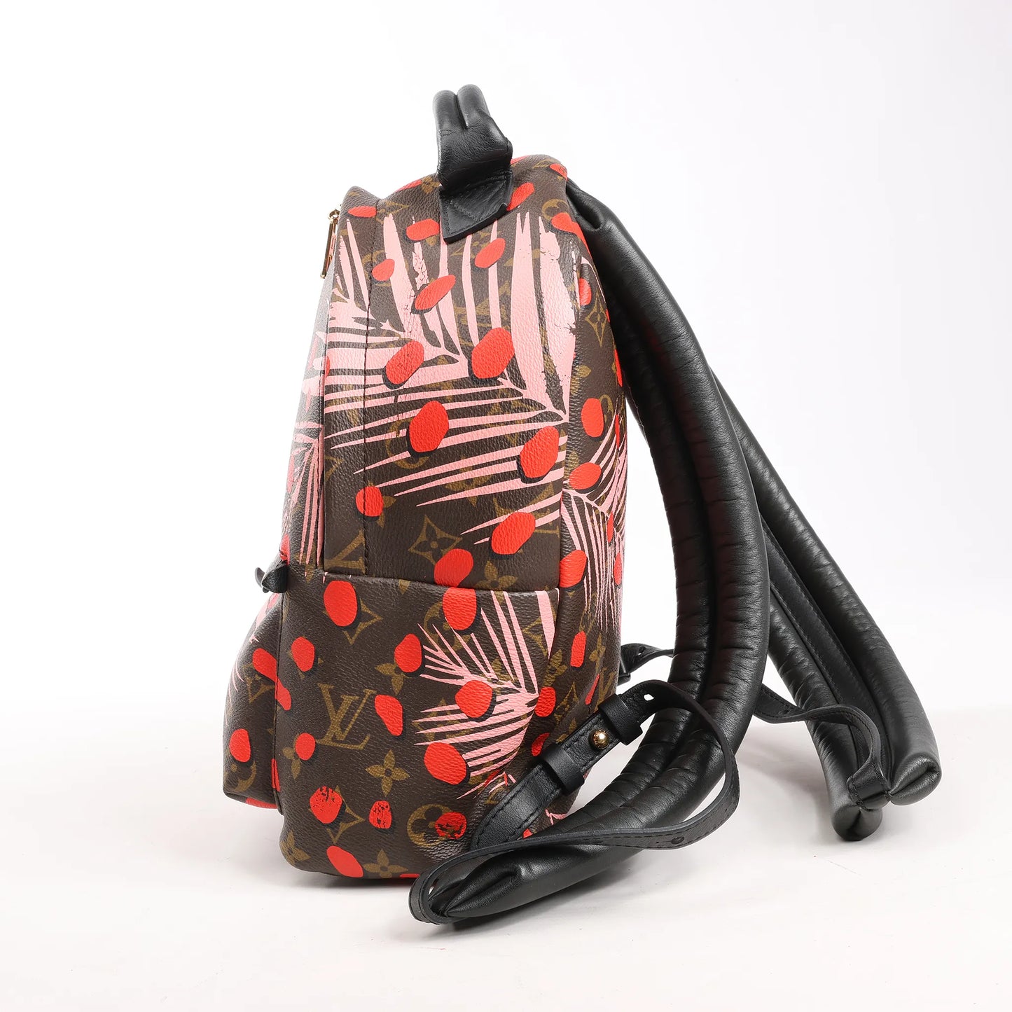 Sac à dos Louis Vuitton Palm Springs Monogram Jungle Dots PM marron et rose
