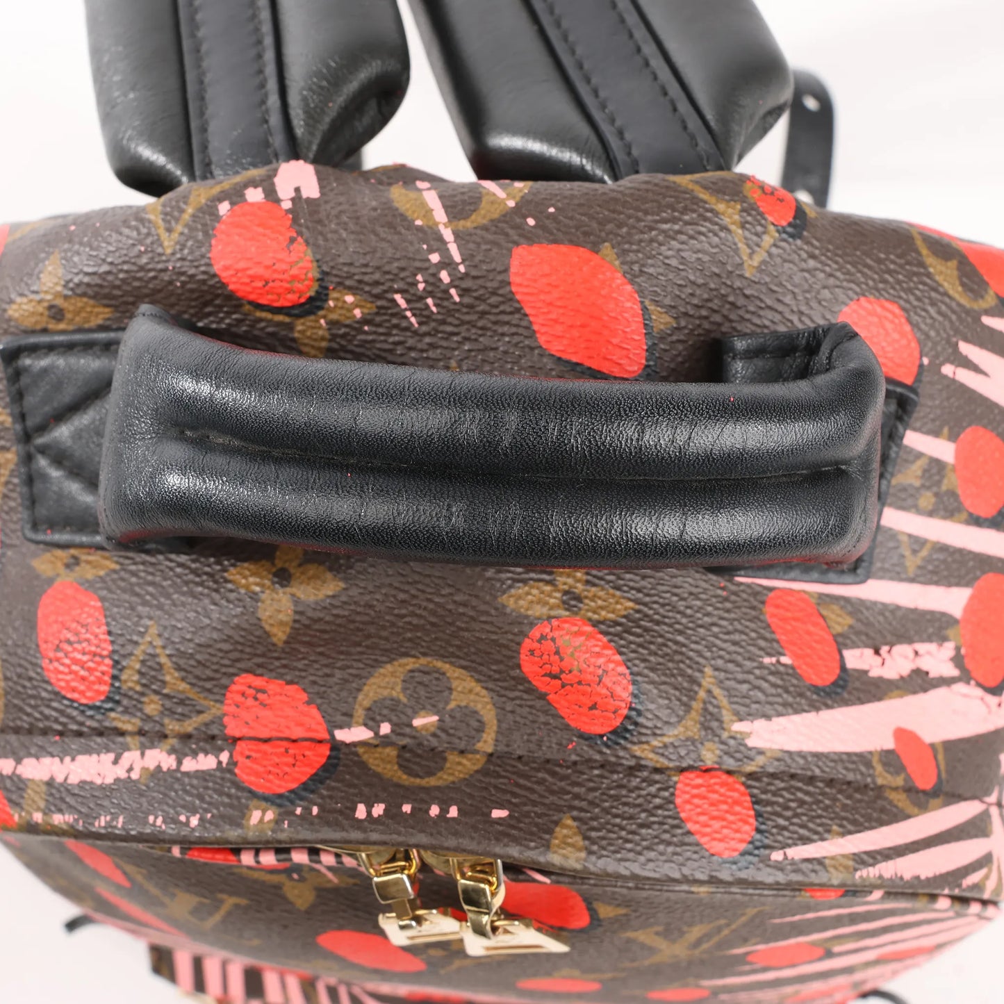 Sac à dos Louis Vuitton Palm Springs Monogram Jungle Dots PM marron et rose