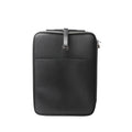 Black Louis Vuitton Pegase 55 Taiga leather travel bag with wraparound zipper, leather strap detail with metal logo plaque, and structured rectangular shape, front view on white background.