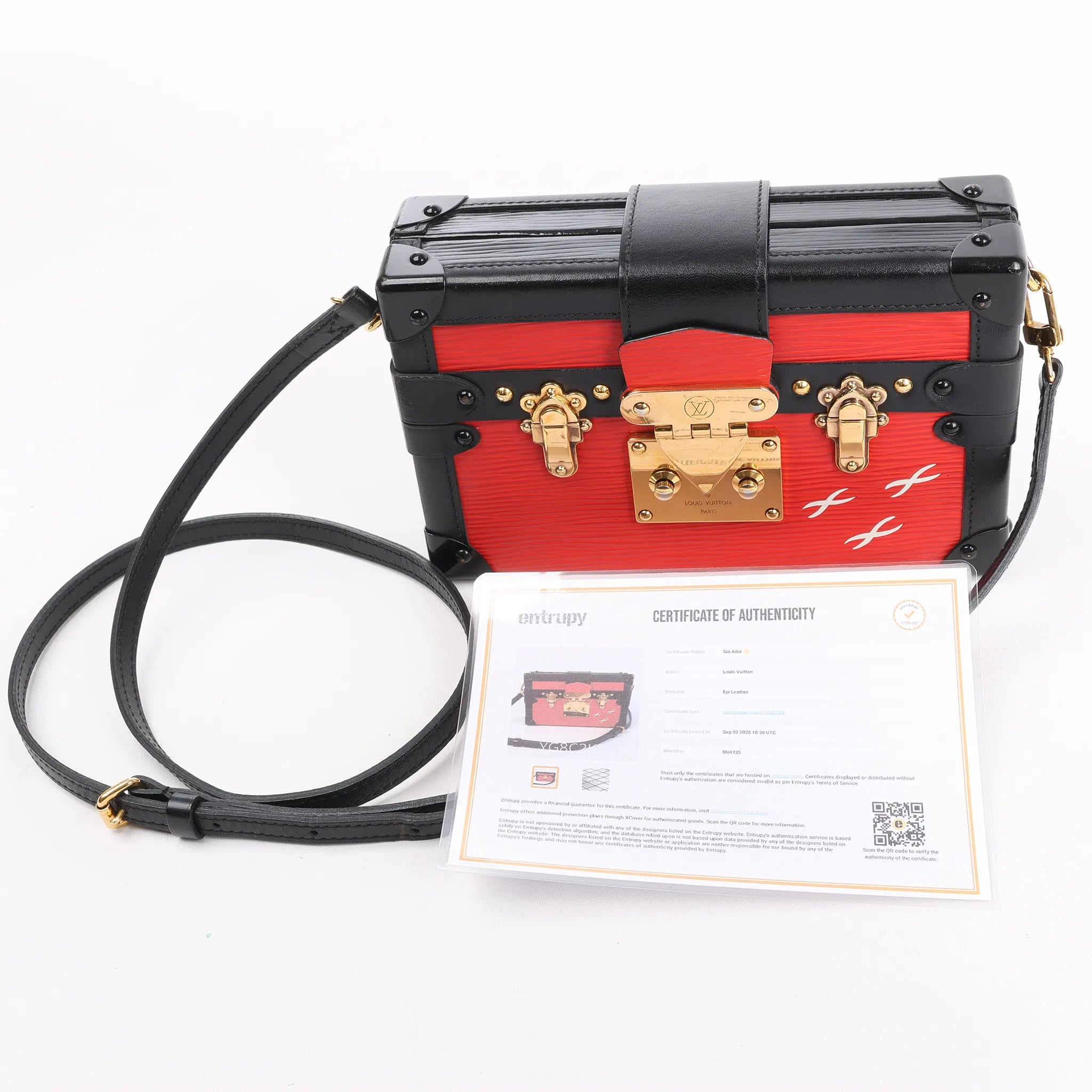 Bolso de hombro Louis Vuitton Petite Mull Epi de piel en rojo y negro M54651