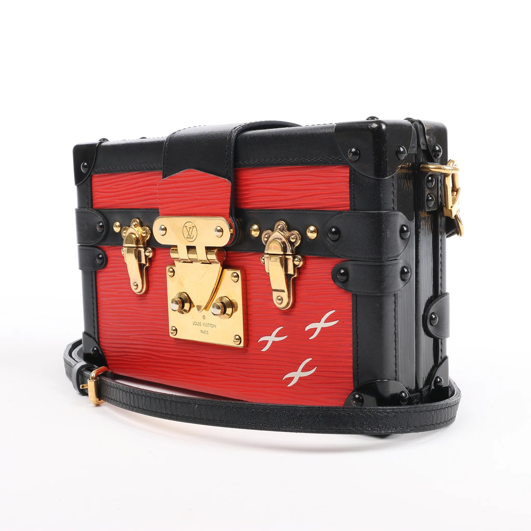 Bolso de hombro Louis Vuitton Petite Mull Epi de piel en rojo y negro M54651