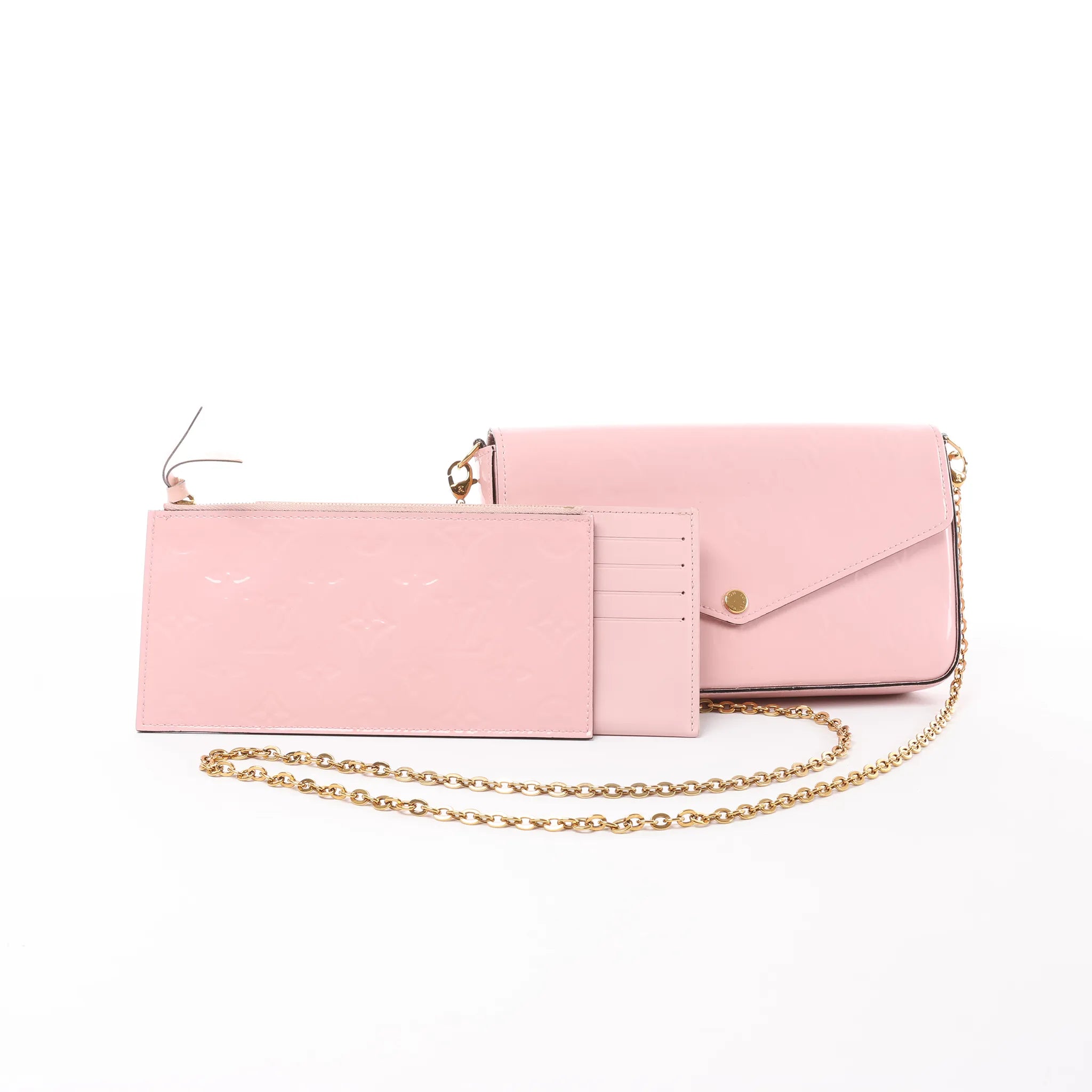 Louis Vuitton Pochette Félicie Vernis Leather Crossbody Bag in Pink