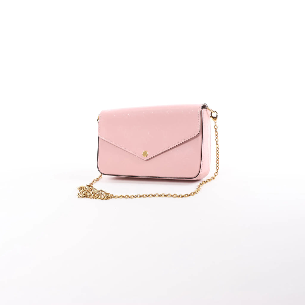 Louis Vuitton Pochette Félicie Vernis Leather Crossbody Bag in Pink