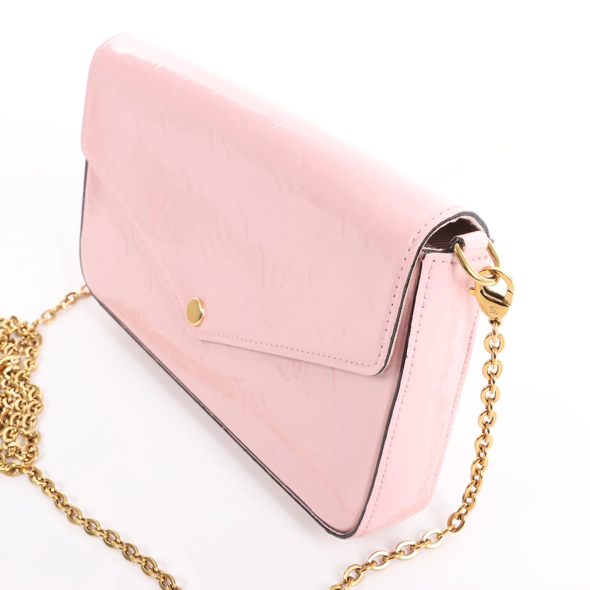Louis Vuitton Pochette Félicie Vernis Leather Crossbody Bag in Pink