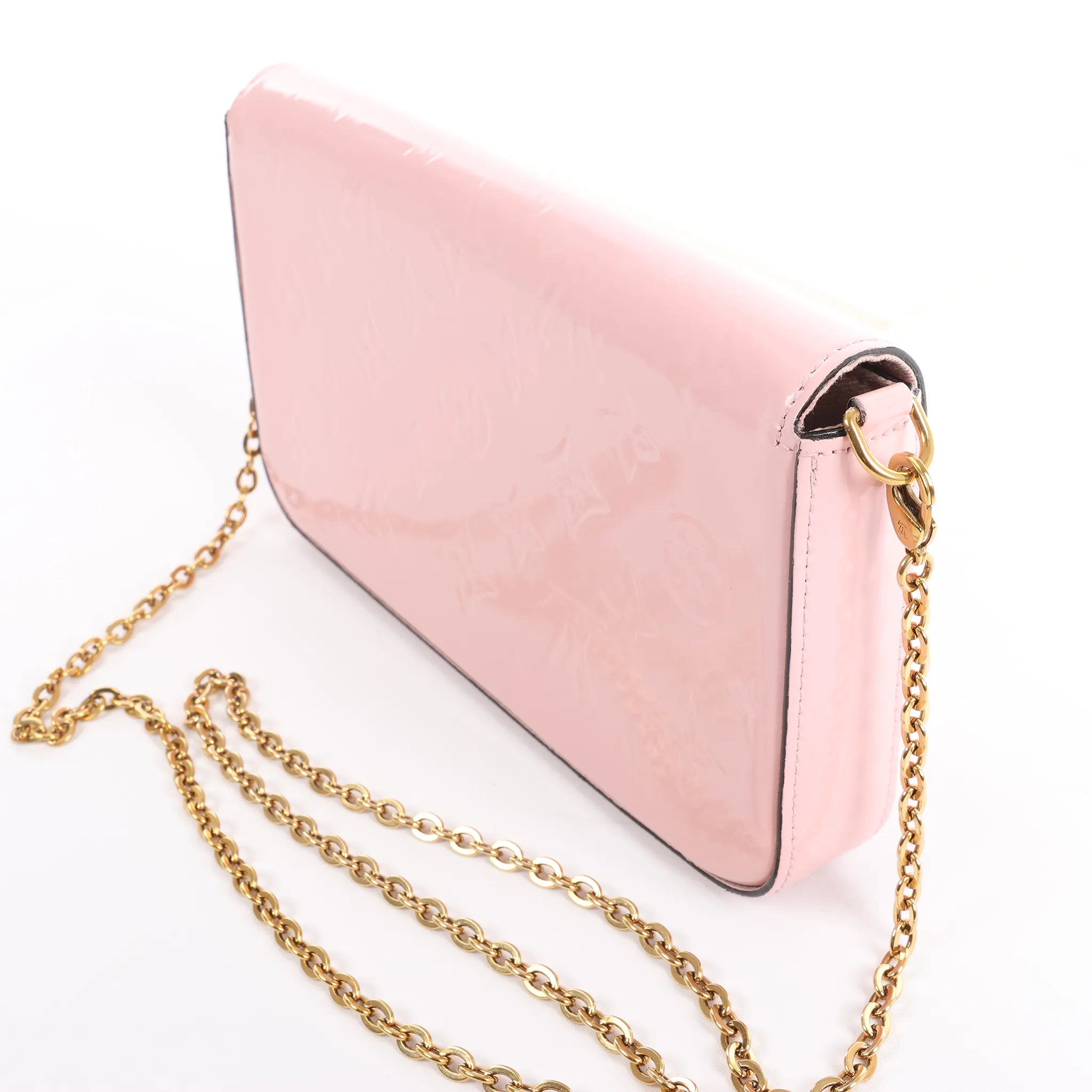 Louis Vuitton Pochette Félicie Vernis Leather Crossbody Bag in Pink
