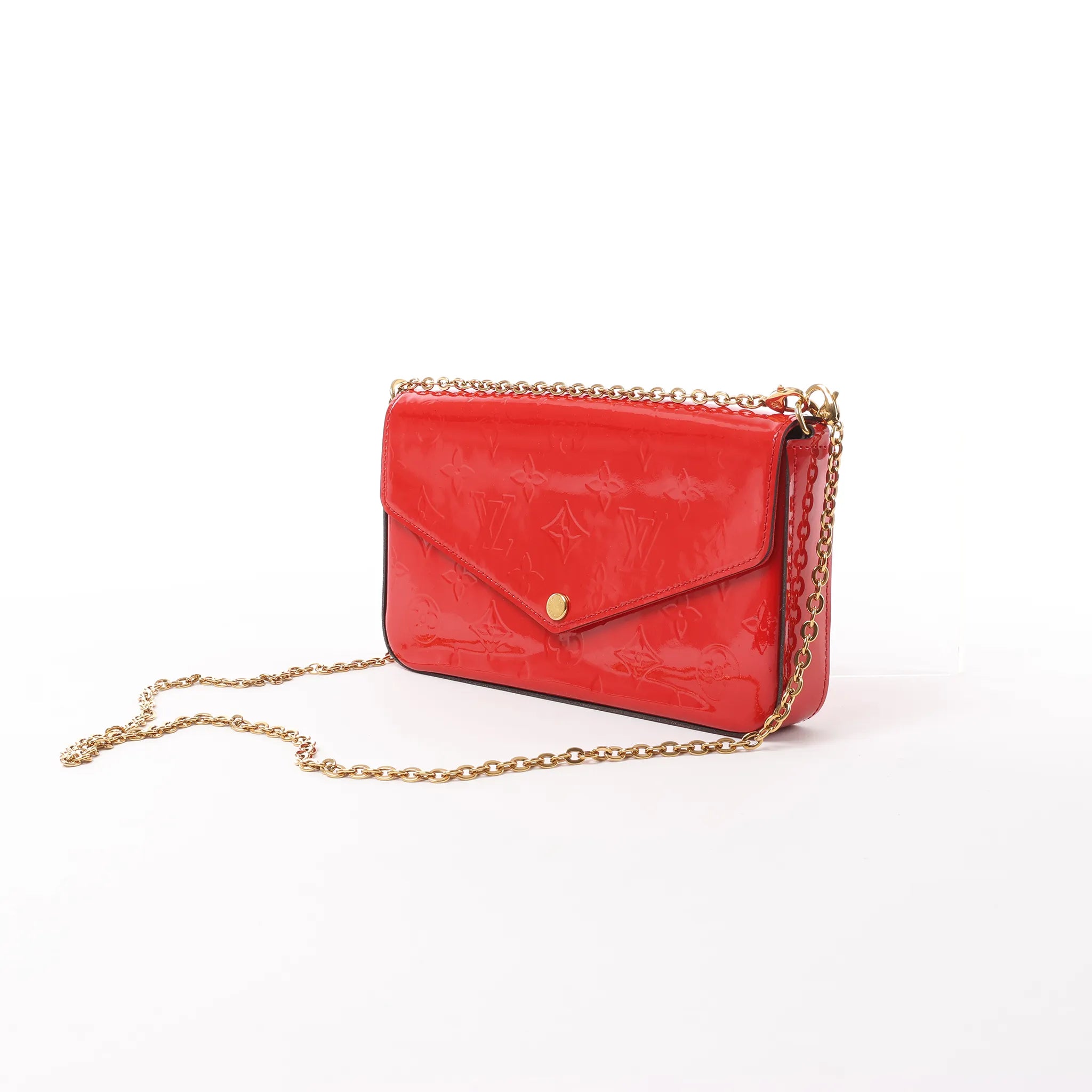 Louis Vuitton Pochette Félicie Vernis Leather Crossbody Bag in Red M61293