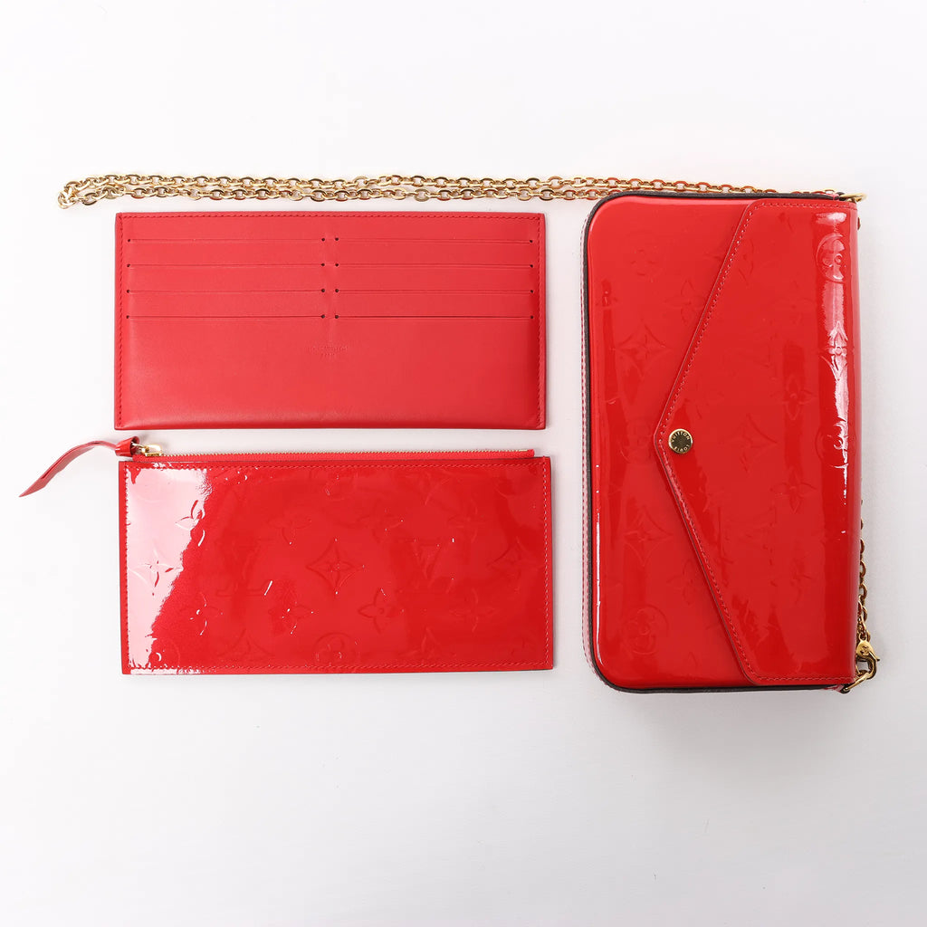 Louis Vuitton Pochette Félicie Vernis Leather Crossbody Bag in Red M61293