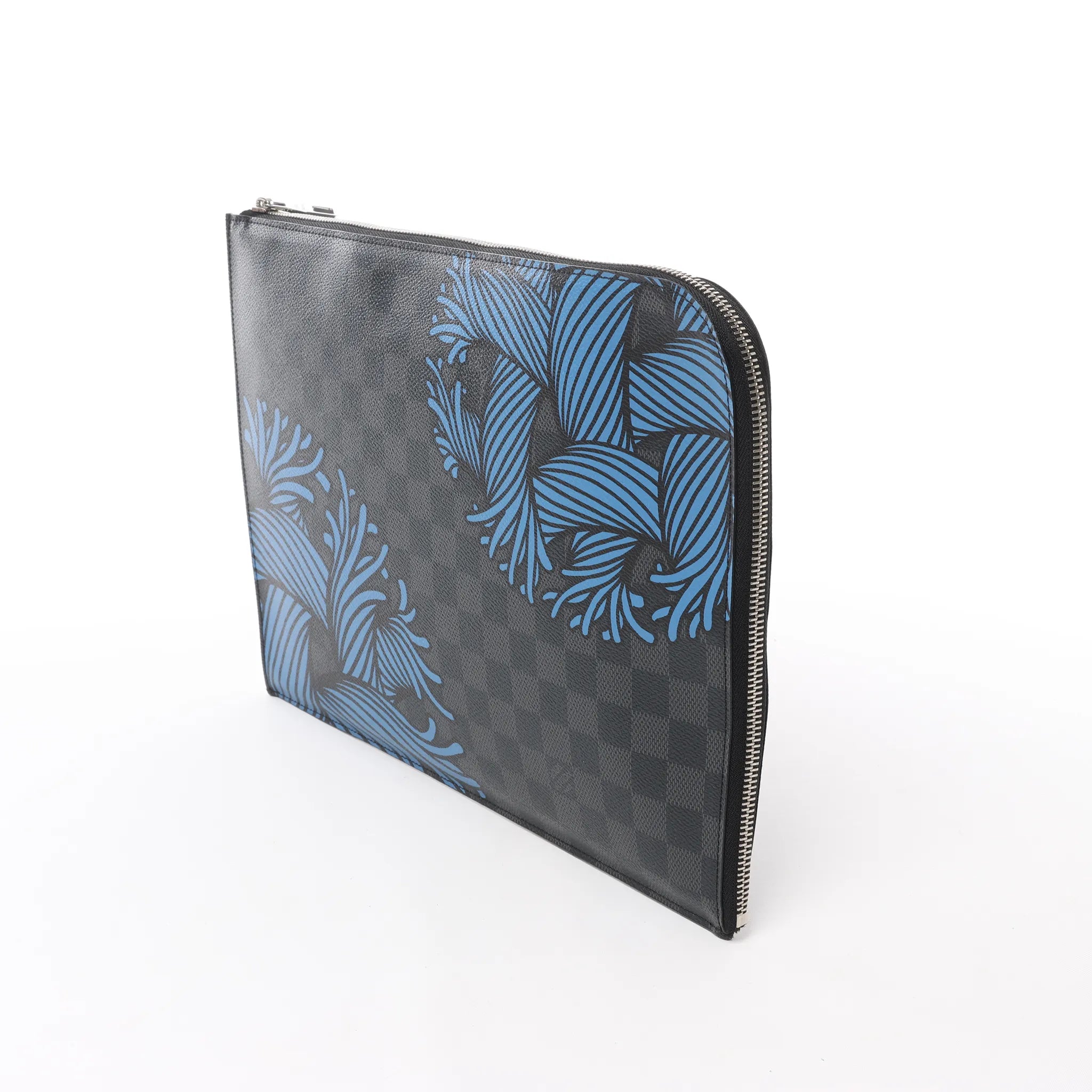 Louis Vuitton Pochette Jules GM Damier Graphite Clutch in Black x Blue N41685