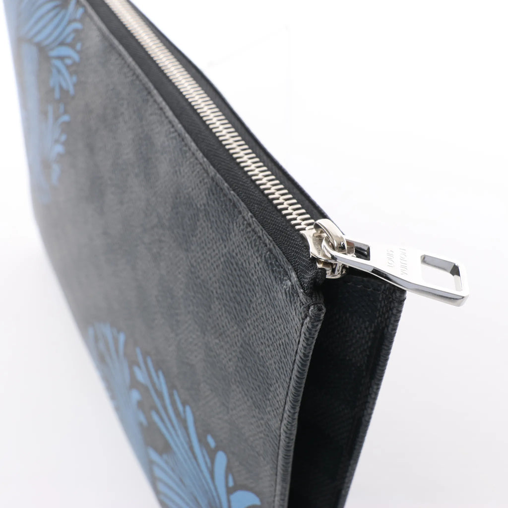Louis Vuitton Pochette Jules GM Damier Graphite Clutch in Black x Blue N41685