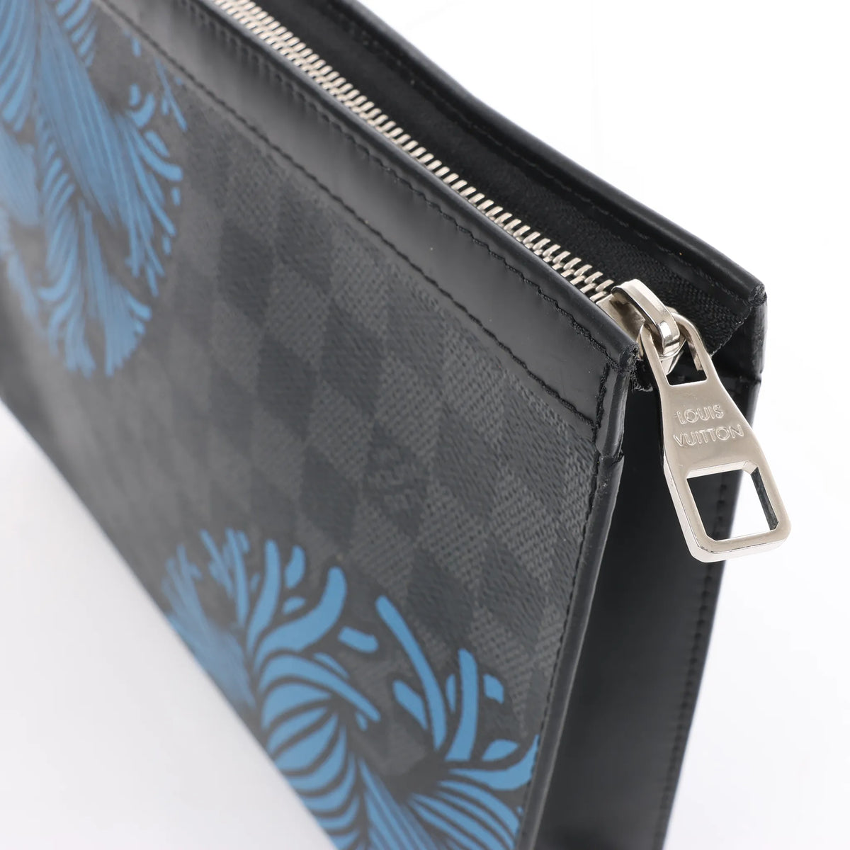 Louis Vuitton Pochette Voyage Damier Graphite Clutch in Black x Blue N62260