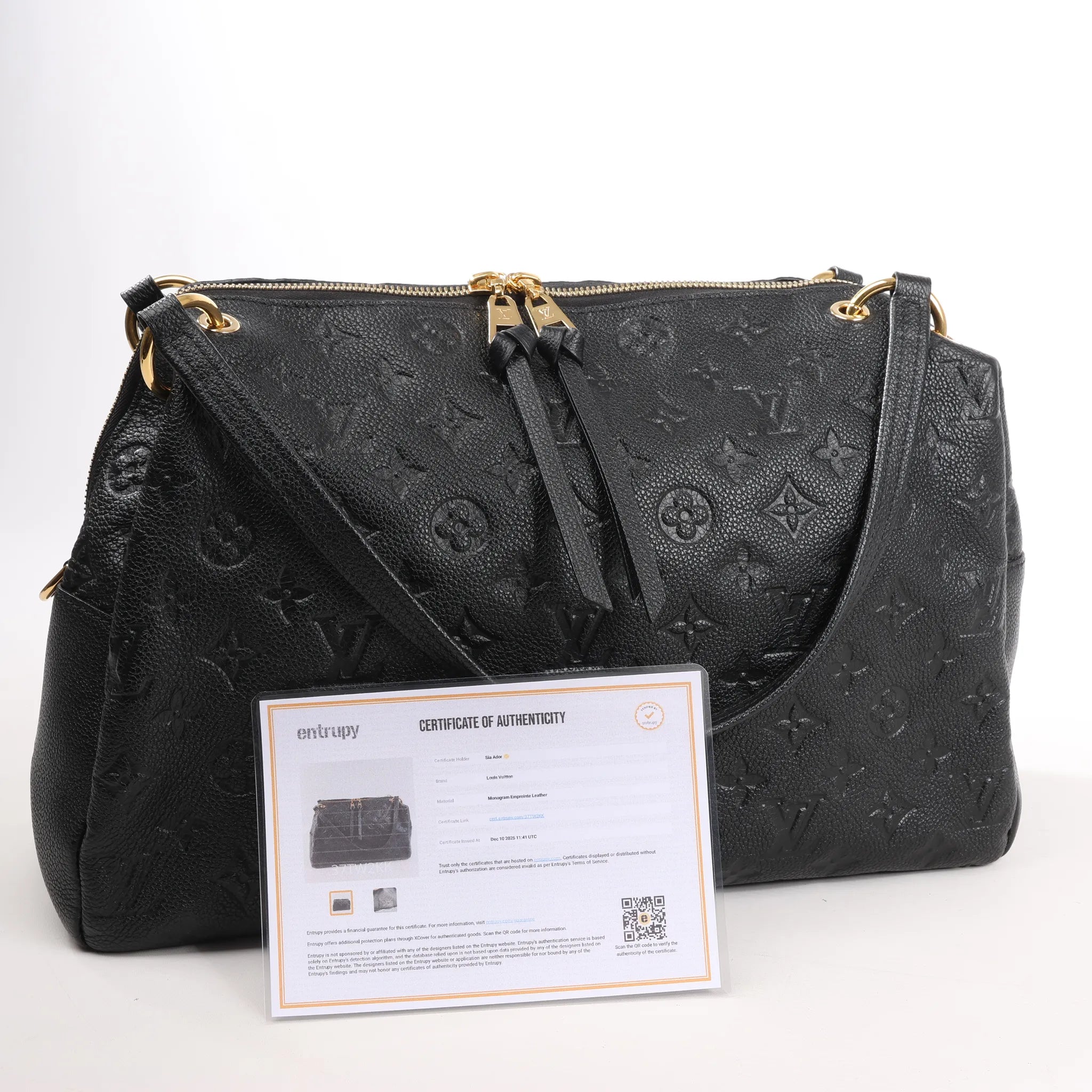 Louis Vuitton Pontheiu Monogram Empreinte Shoulder Bag in Black M43719