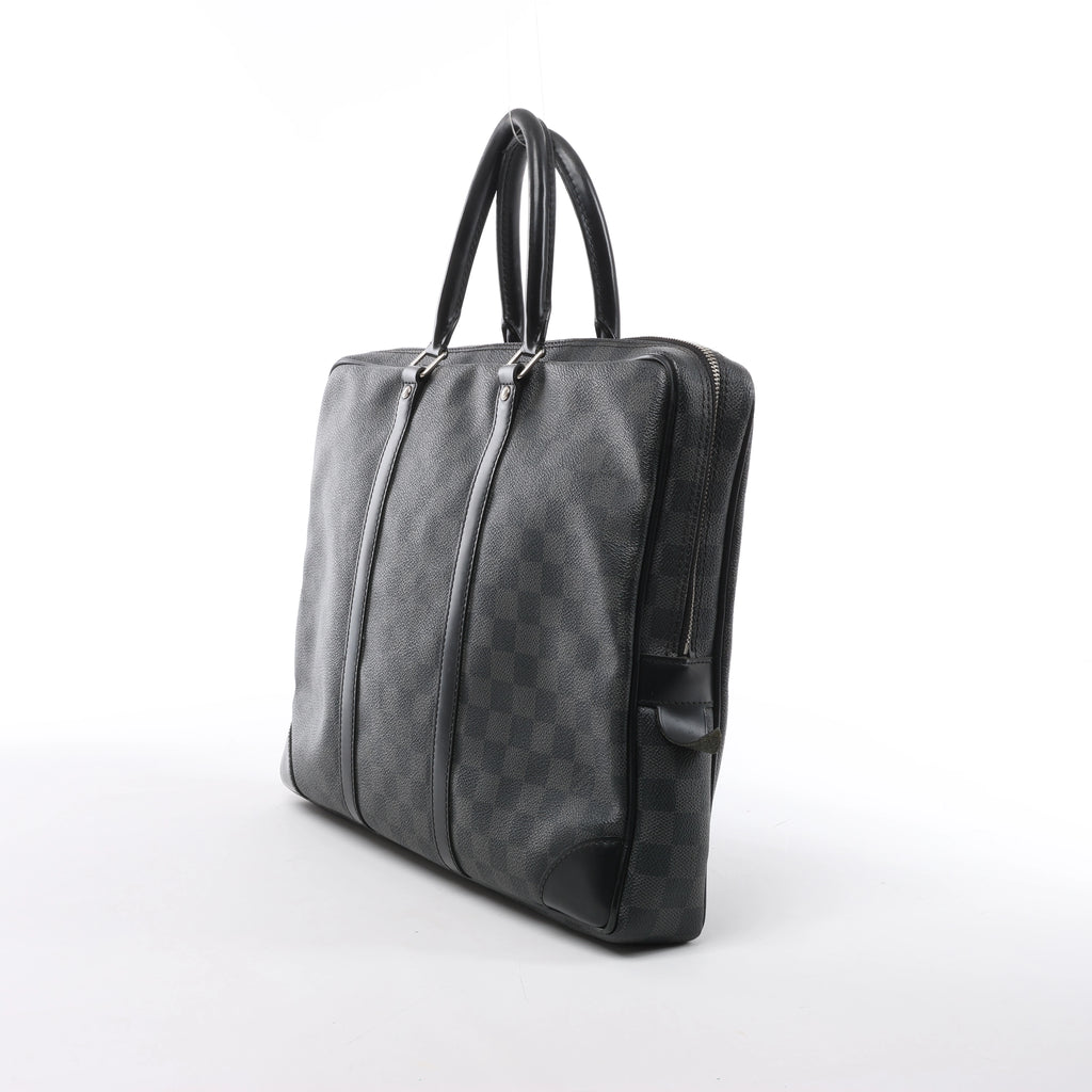 Bolso Louis Vuitton Porte Documents Voyages Damier Graphite en gris oscuro N41125