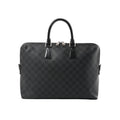 Louis Vuitton Porte-Documents Jour briefcase in black Damier Graphite check canvas with dual top handles and zip-top closure on white background