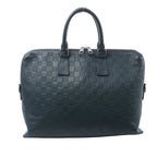 Louis Vuitton Porte-Documents Jour handbag in navy Damier Infini leather with rolled top handles, double zip closure and structured rectangular shape.