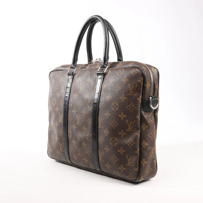 Louis Vuitton Porte Document Voyages PM Monogram Macassar Handbag in Brown M52005