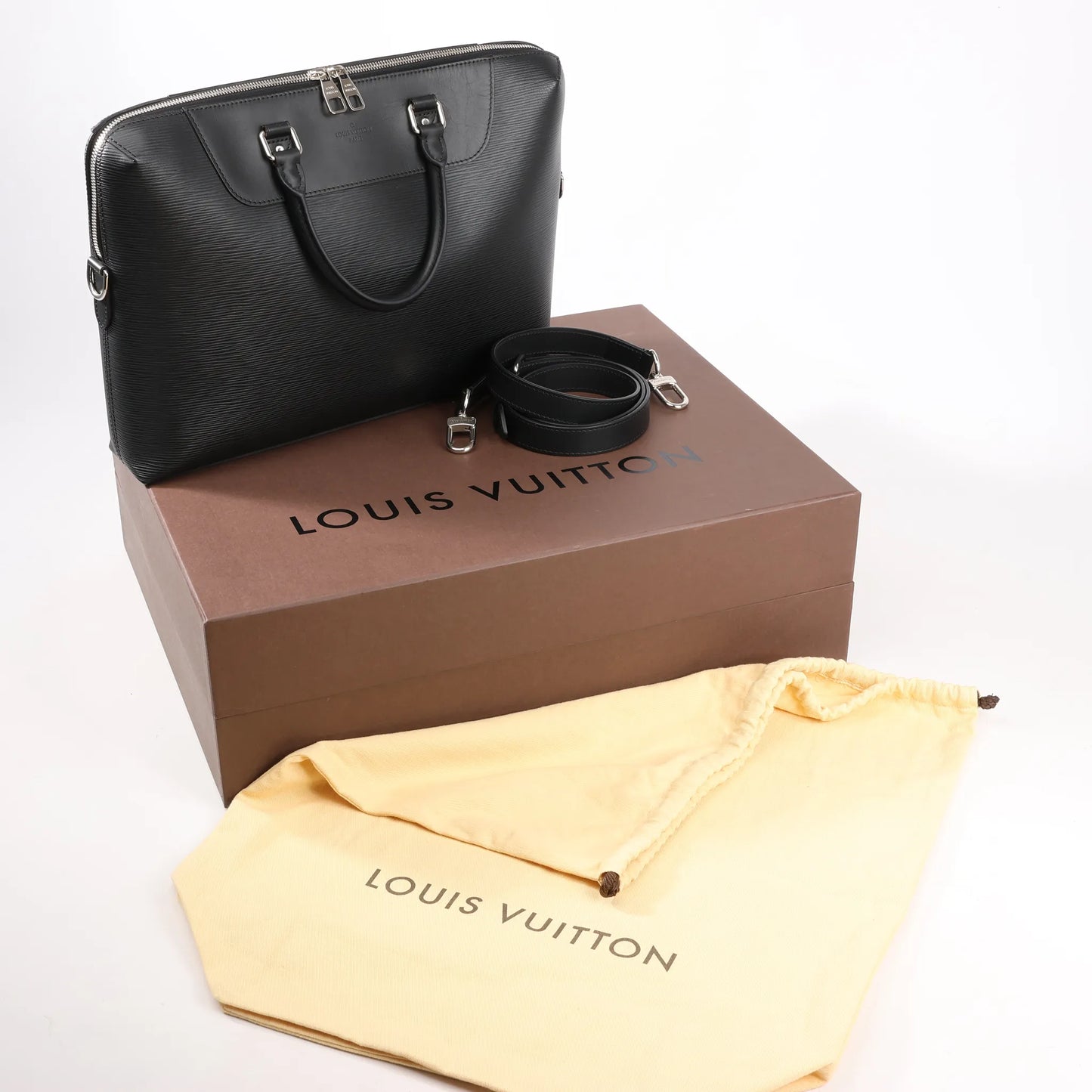 Louis Vuitton Epi Leather Porte Documents Jules Handbag in Black M50163