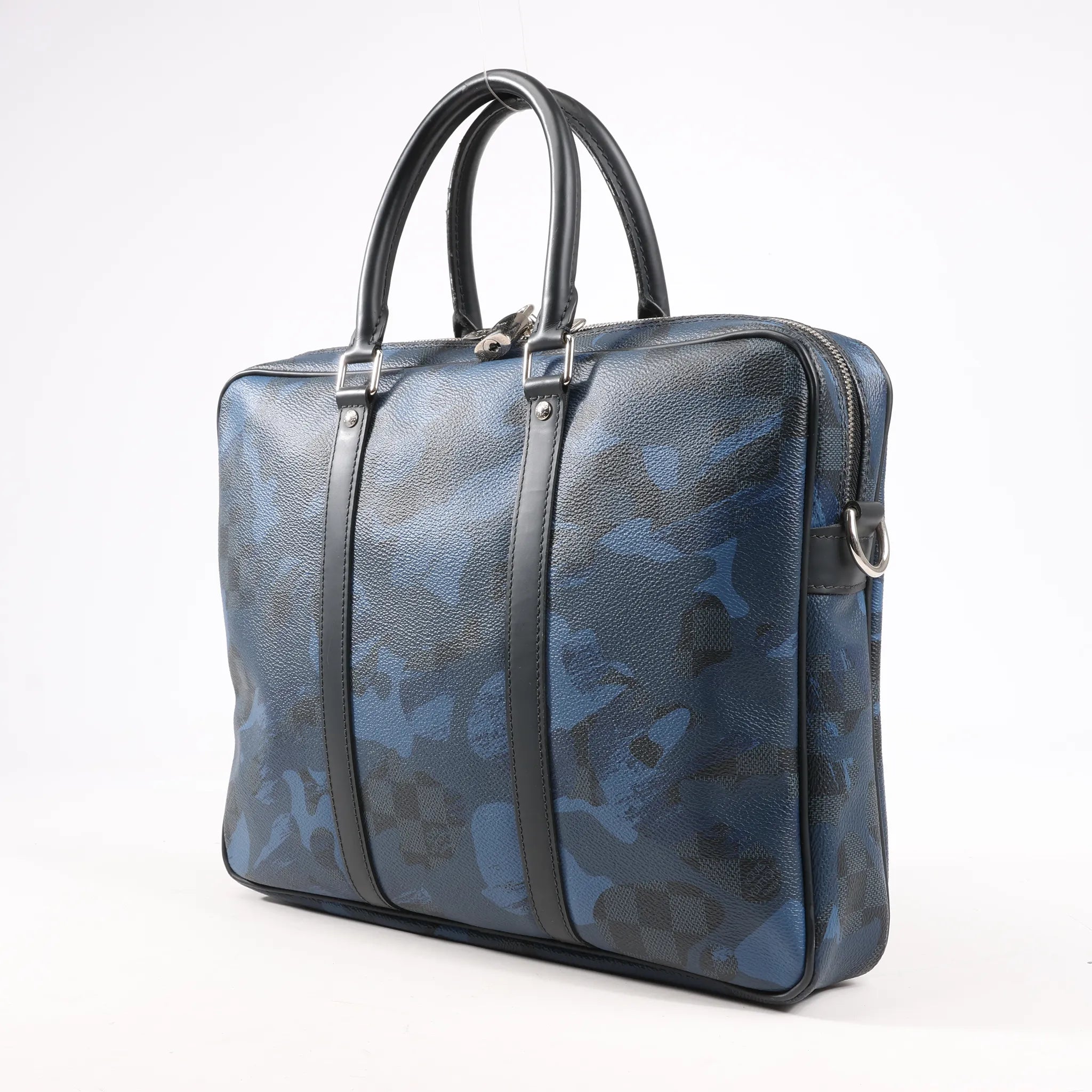 Louis Vuitton Cobalt Camouflage Porte Documents Voyages PM Handbag in Navy Blue x Black N41507