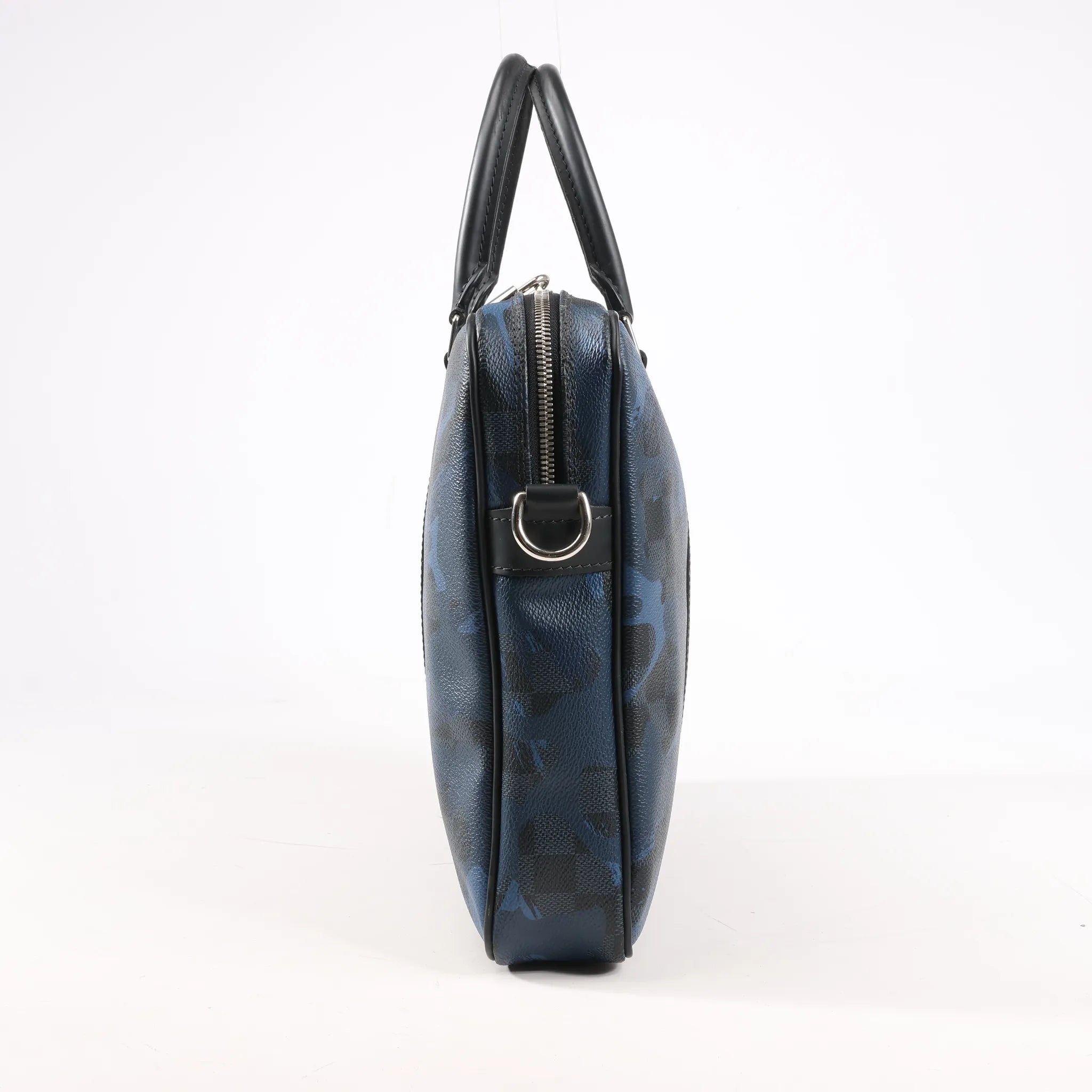Louis Vuitton Cobalt Camouflage Porte Documents Voyages PM Handbag in Navy Blue x Black N41507