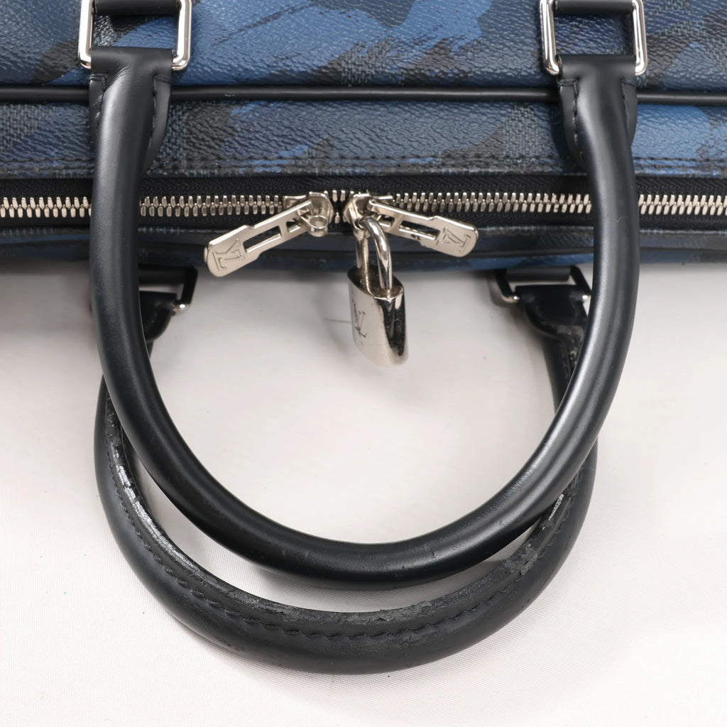 Louis Vuitton Cobalt Camouflage Porte Documents Voyages PM Handbag in Navy Blue x Black N41507