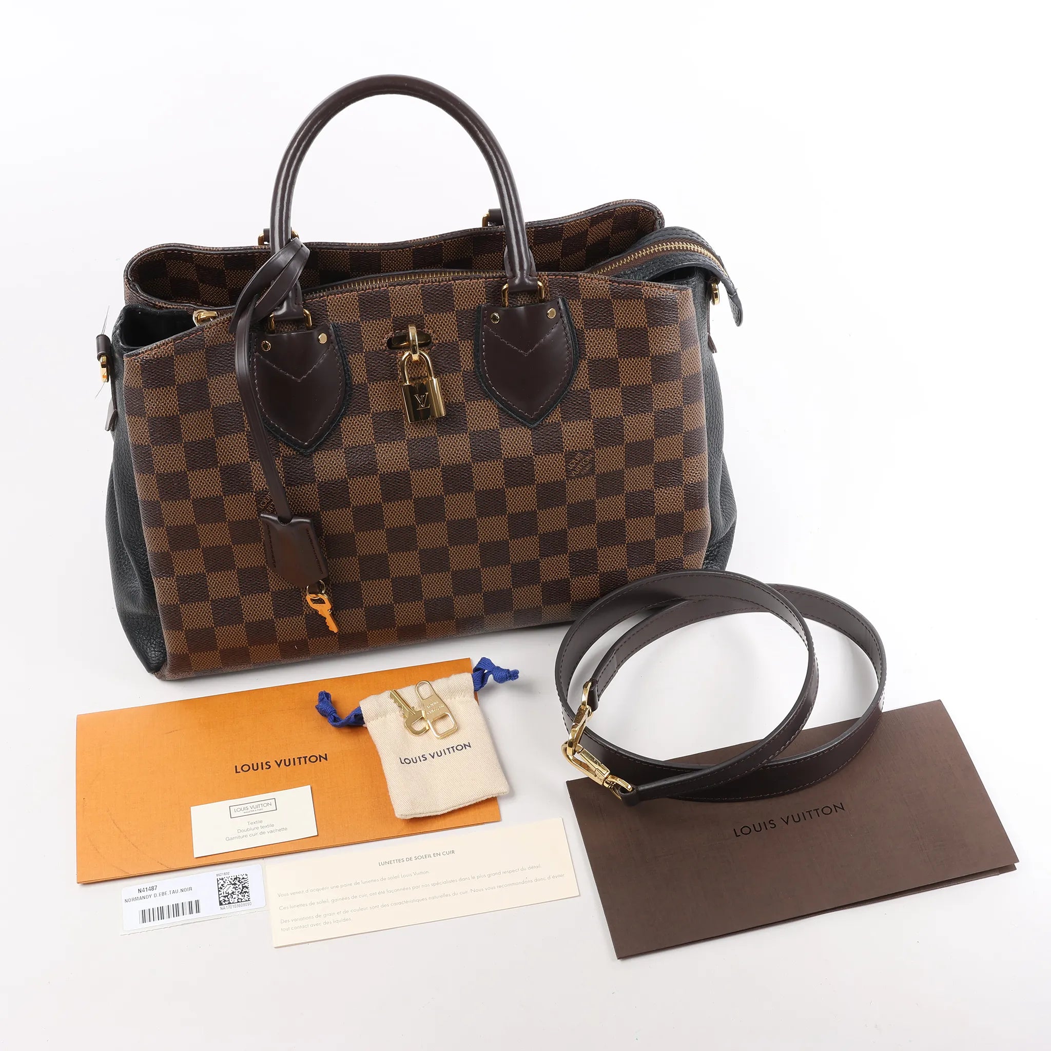 Louis Vuitton Damier Ebene Portofeuil-Normandy 2Way Handbag N41487