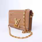 Louis Vuitton Louise Rose Velours Monogram Vernis Chain Clutch in Beige