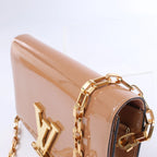 Louis Vuitton Louise Rose Velours Monogram Vernis Chain Clutch in Beige