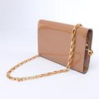 Louis Vuitton Louise Rose Velours Monogram Vernis Chain Clutch in Beige