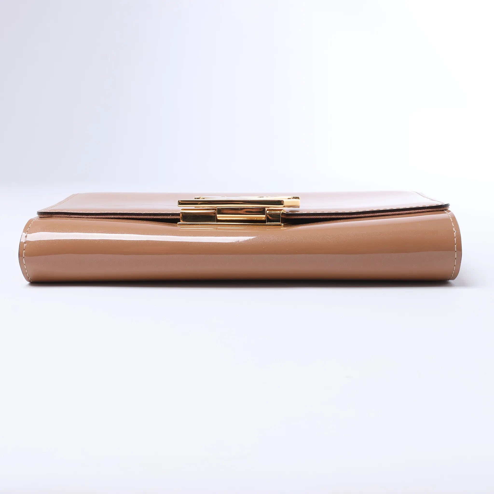 Louis Vuitton Louise Rose Velours Monogram Vernis Chain Clutch in Beige