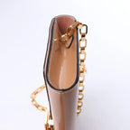 Louis Vuitton Louise Rose Velours Monogram Vernis Chain Clutch in Beige