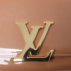 Louis Vuitton Louise Rose Velours Monogram Vernis Chain Clutch in Beige