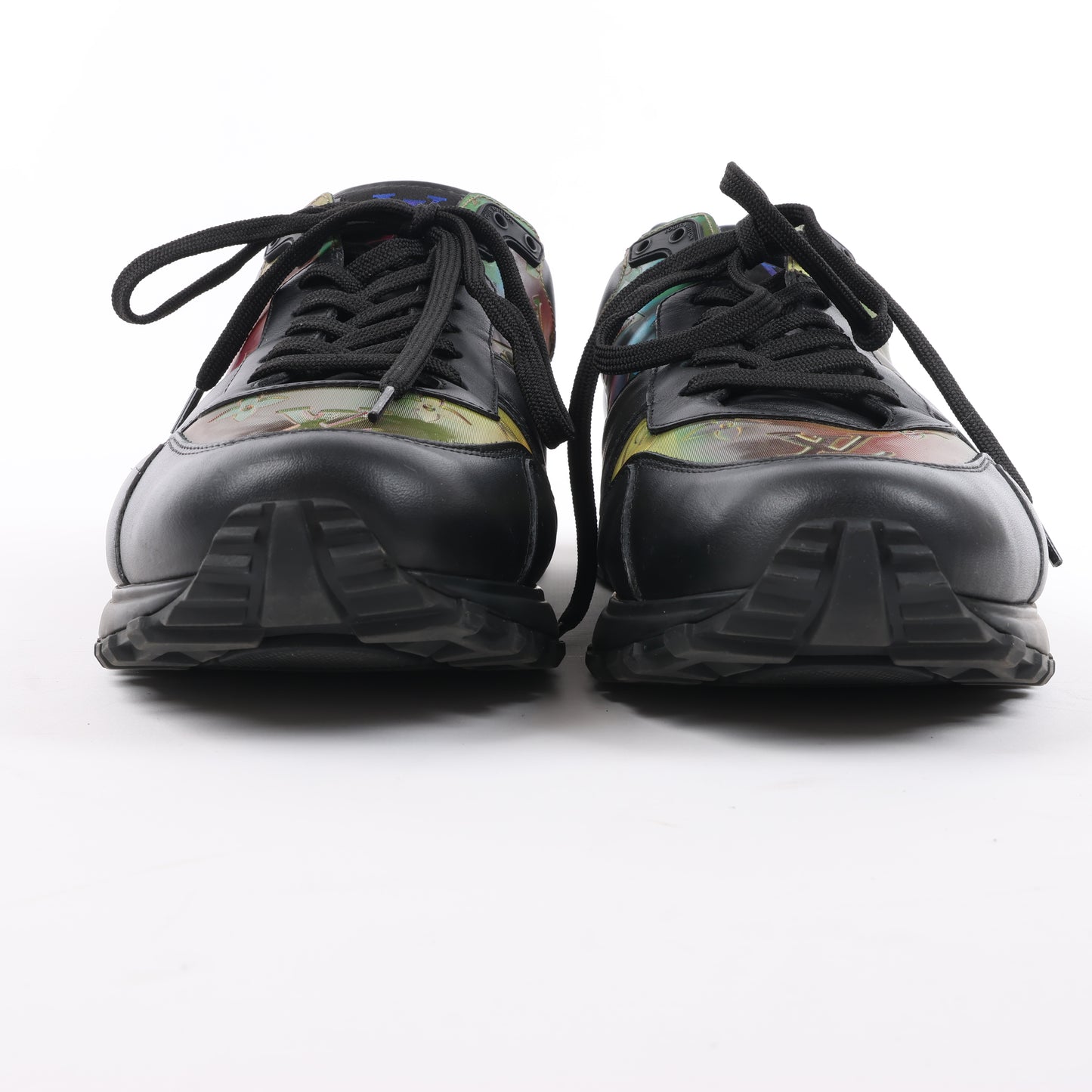 Baskets Louis Vuitton Runaway Line 20 ans Monogram Rainbow en cuir et tissu noir et multicolore GO0230, pointure 45 EU