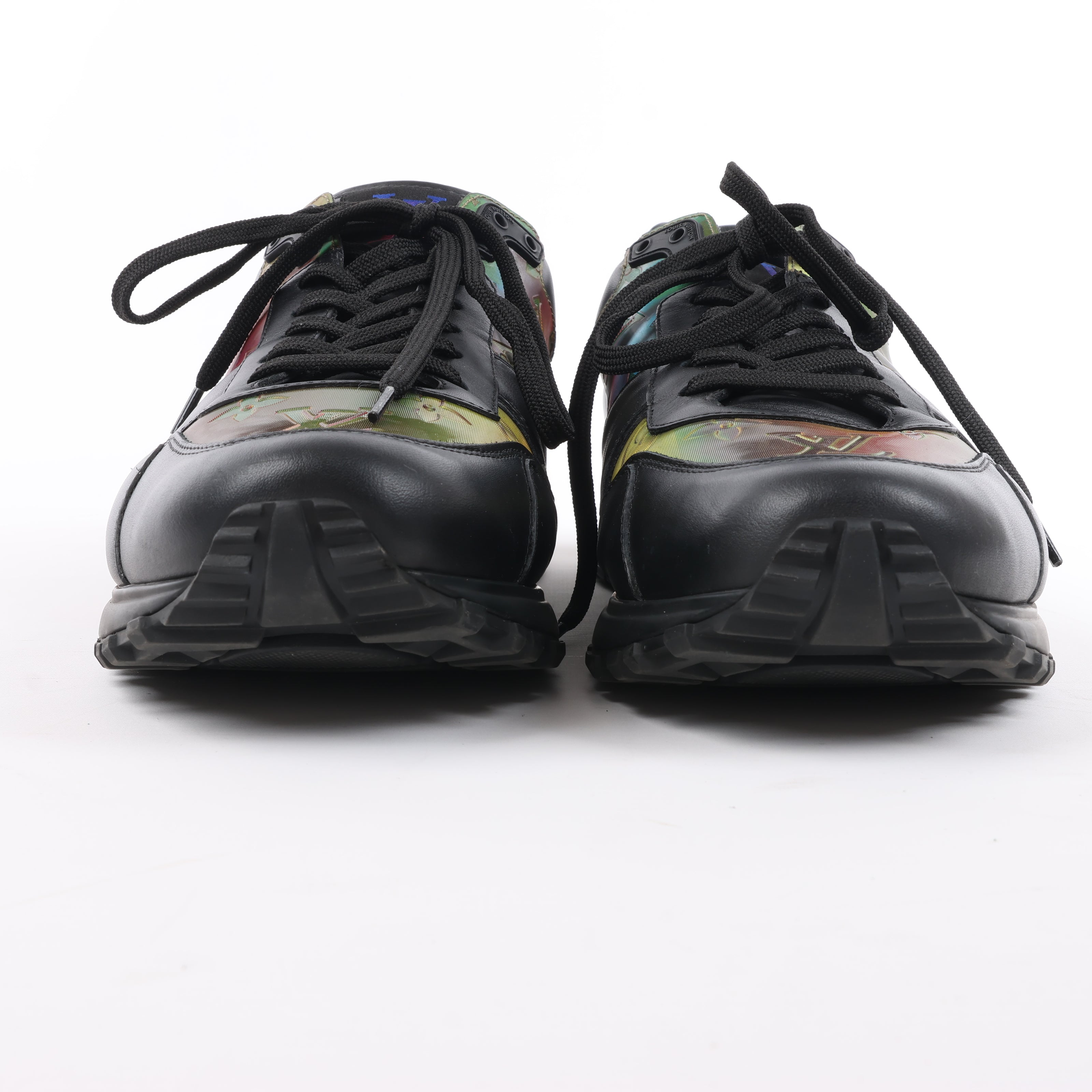 Louis Vuitton Runaway Line 20 years Monogram Rainbow Leather x Fabric Sneakers in Black x Multicolor GO0230, Size 9 US