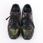 Louis Vuitton Runaway Line 20 years Monogram Rainbow Leather x Fabric Sneakers in Black x Multicolor GO0230, Size 9 US