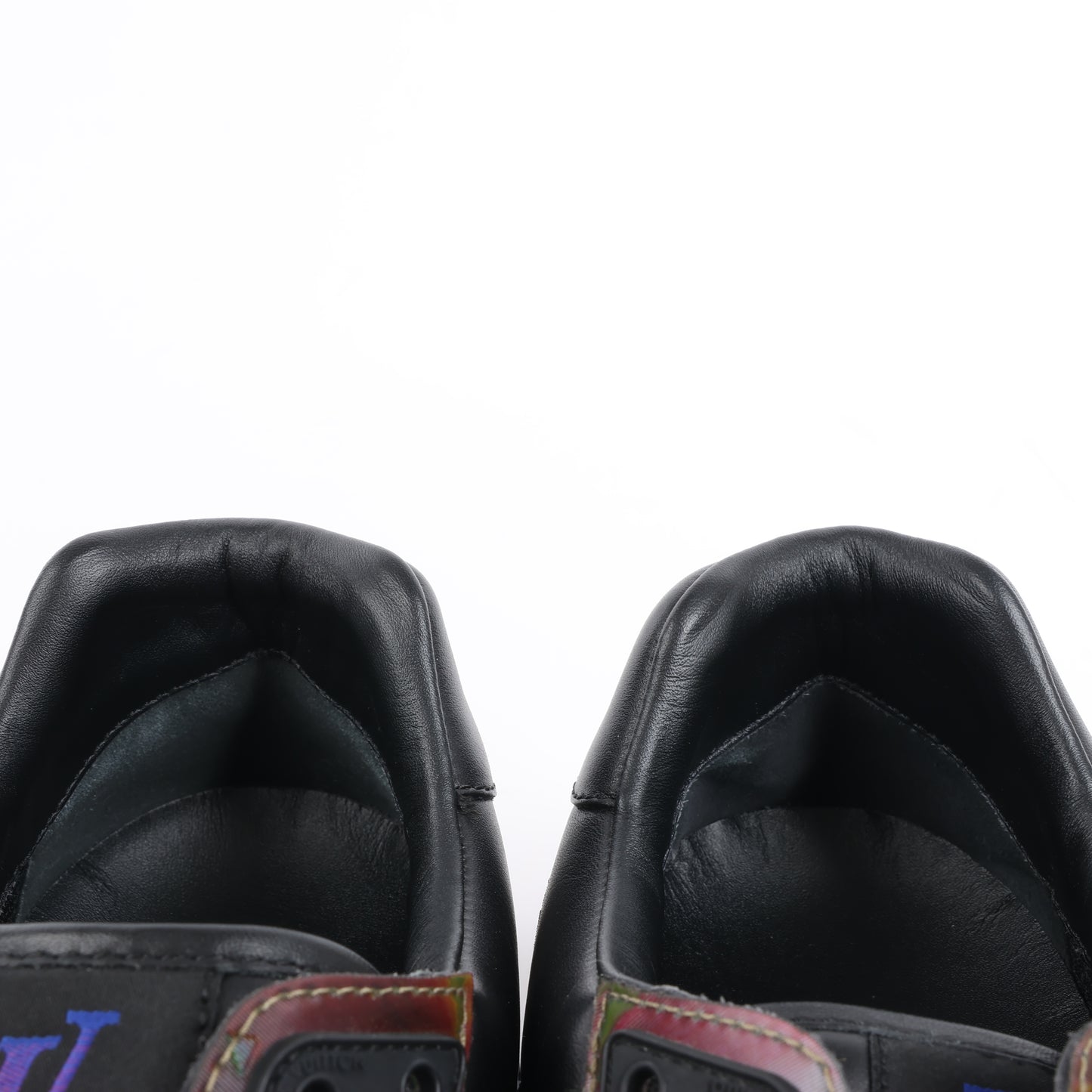 Baskets Louis Vuitton Runaway Line 20 ans Monogram Rainbow en cuir et tissu noir et multicolore GO0230, pointure 45 EU