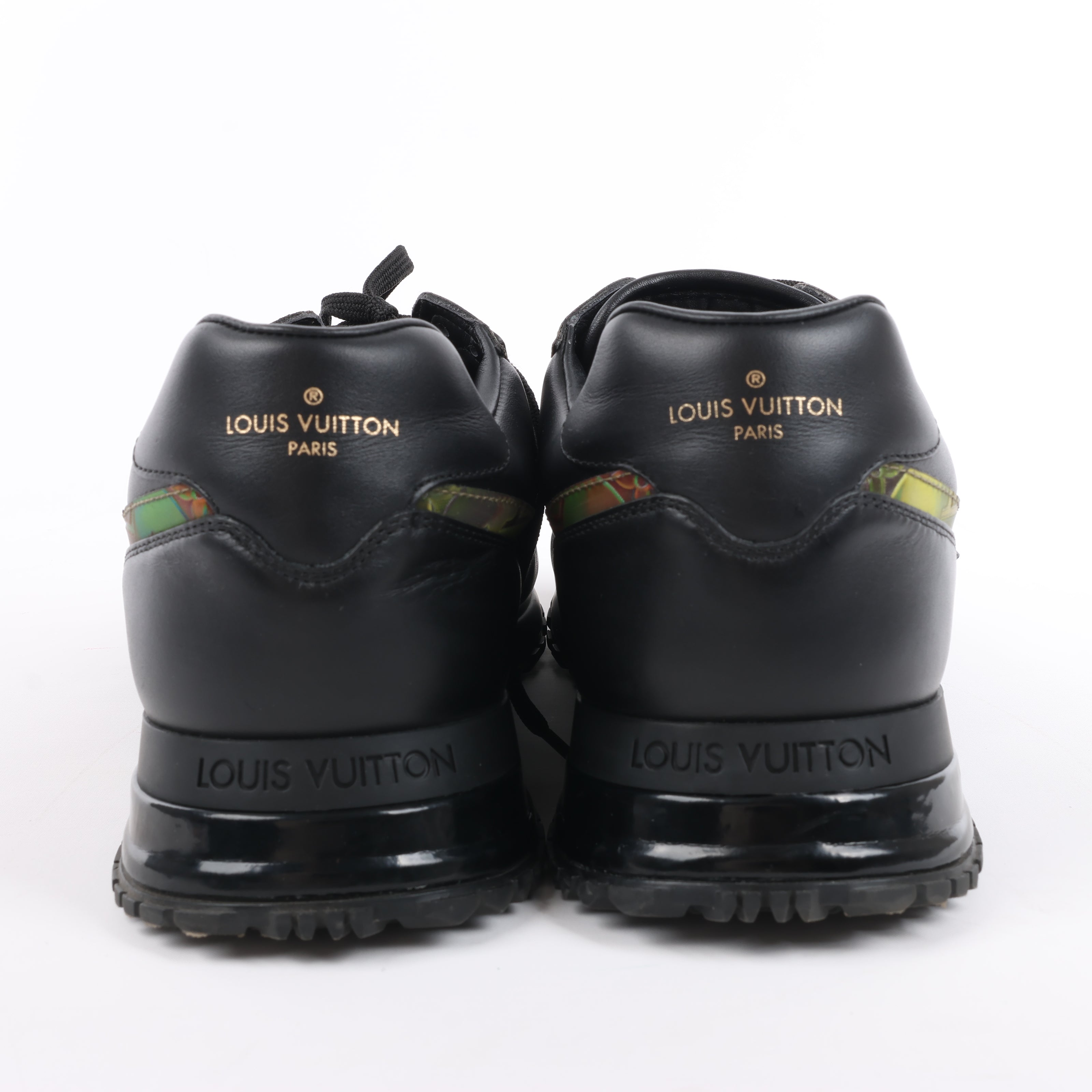 Louis Vuitton Runaway Line 20 years Monogram Rainbow Leather x Fabric Sneakers in Black x Multicolor GO0230, Size 9 US
