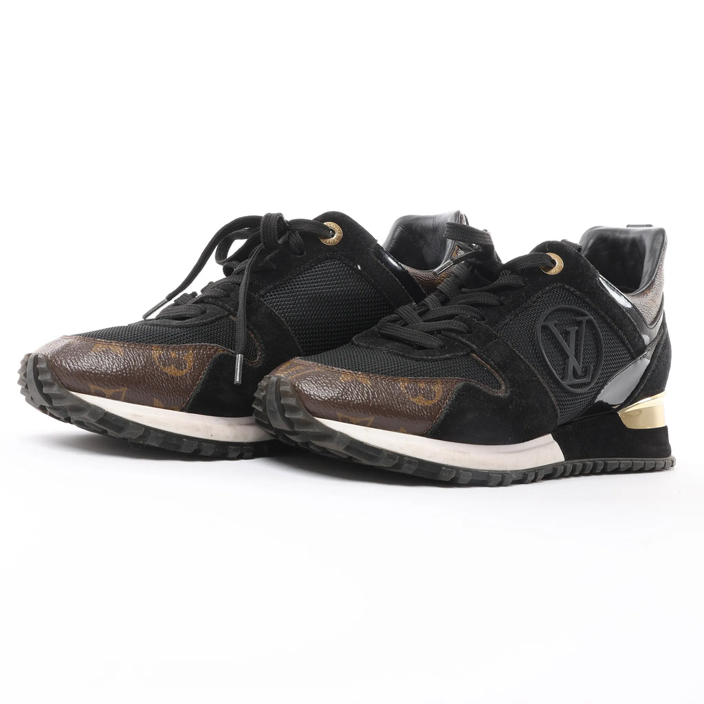 Louis Vuitton Runaway line 21 years Mesh x Leather Sneakers in Black GO0281, Size 39