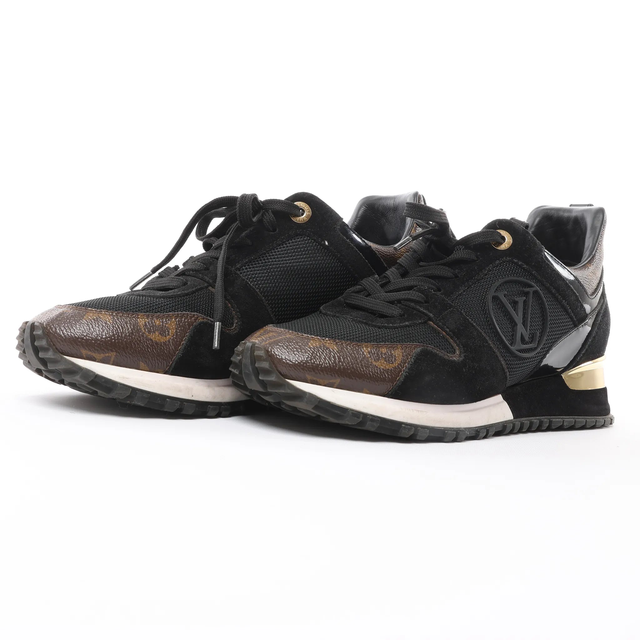 Louis Vuitton Runaway line 21 years Mesh x Leather Sneakers in Black GO0281, Size 39