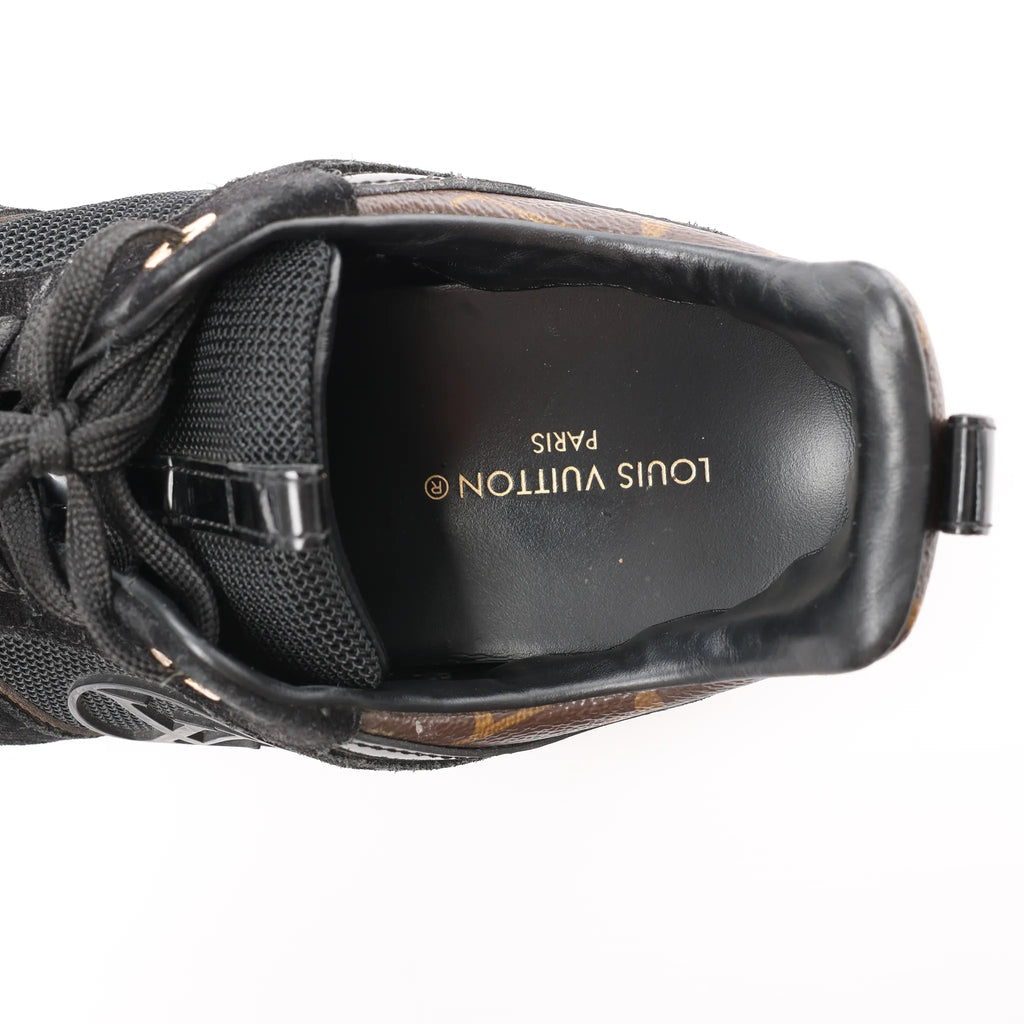 Louis Vuitton Runaway line 21 years Mesh x Leather Sneakers in Black GO0281, Size 39