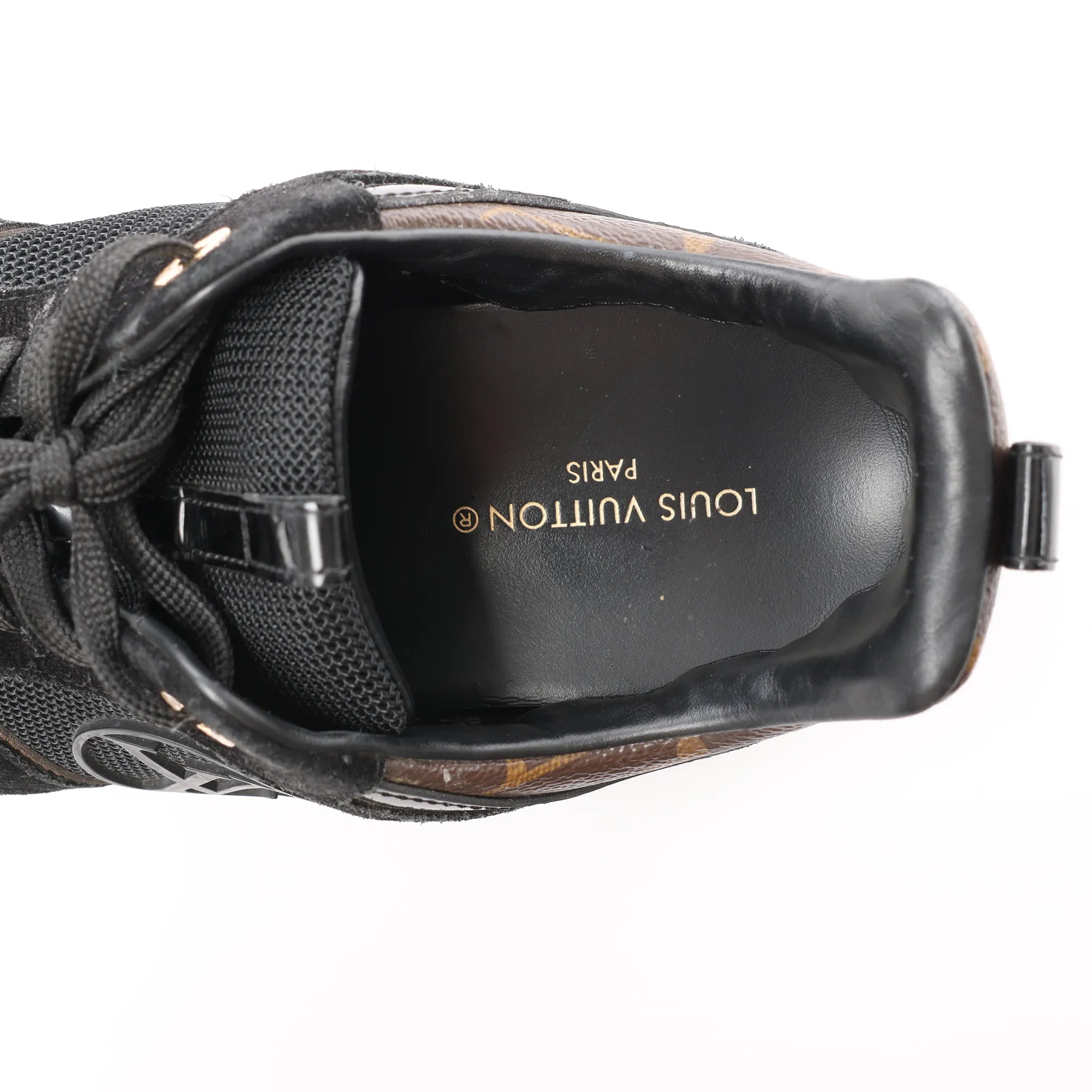 Louis Vuitton Runaway line 21 years Mesh x Leather Sneakers in Black GO0281, Size 39