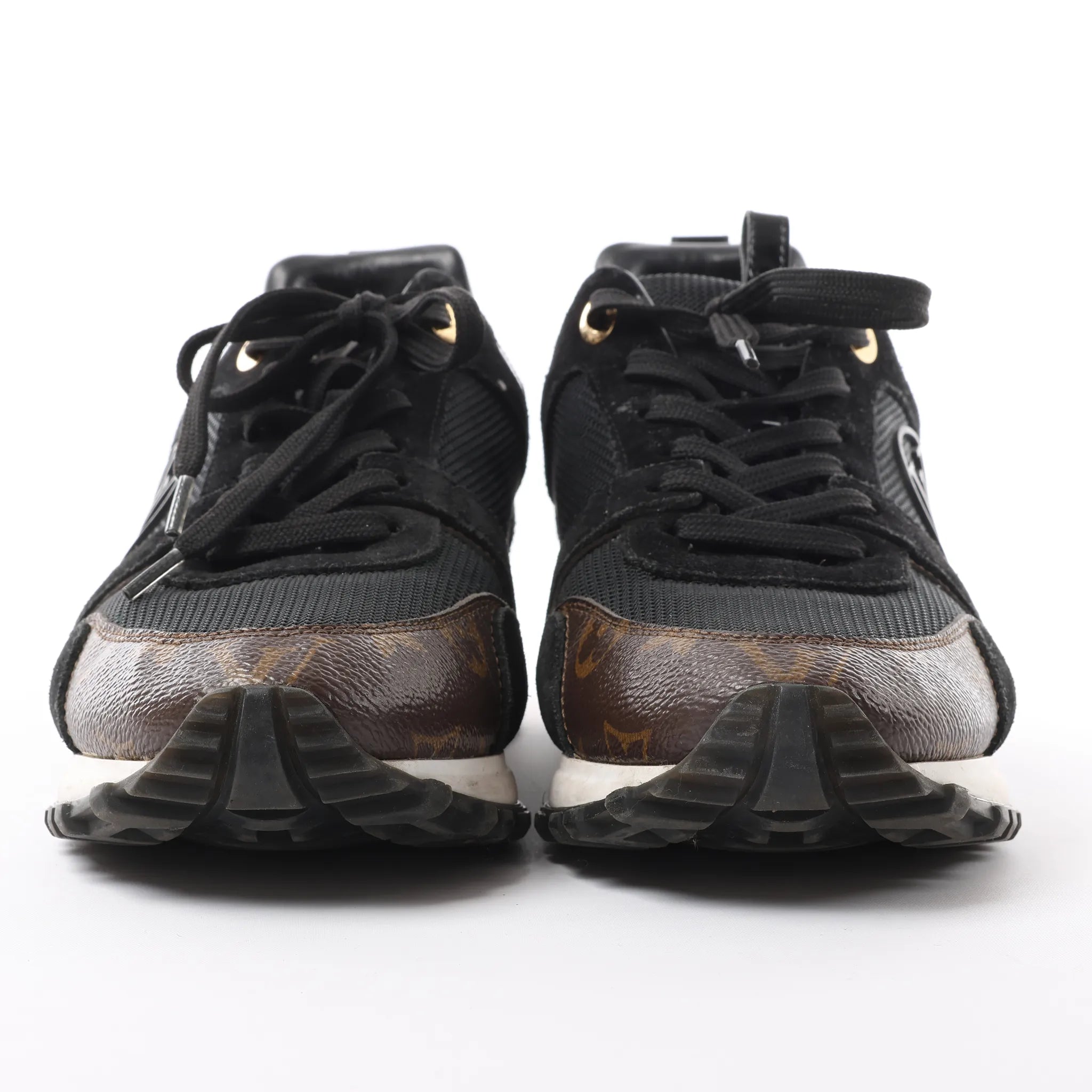 Louis Vuitton Runaway line 21 years Mesh x Leather Sneakers in Black GO0281, Size 39