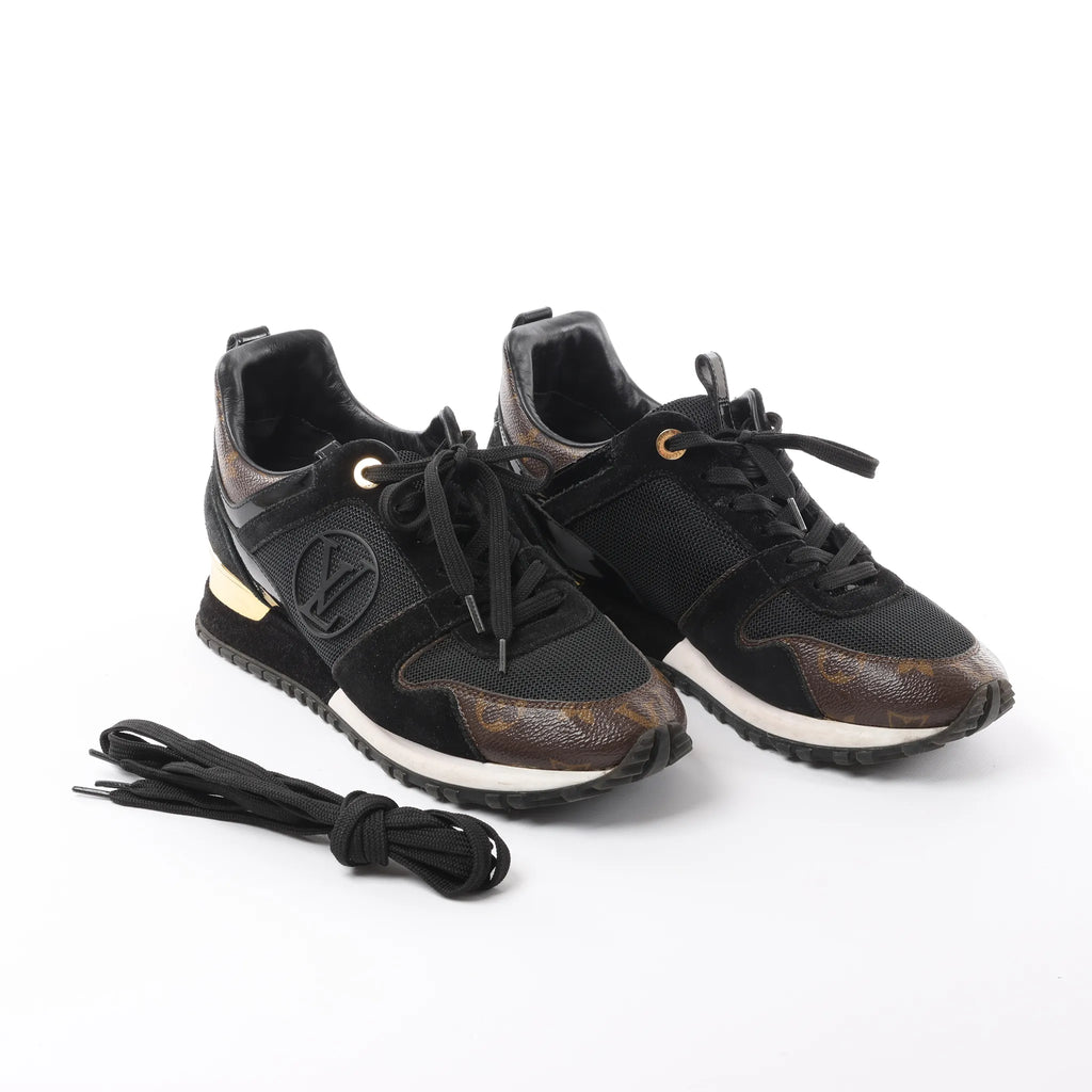 Louis Vuitton Runaway line 21 years Mesh x Leather Sneakers in Black GO0281, Size 39